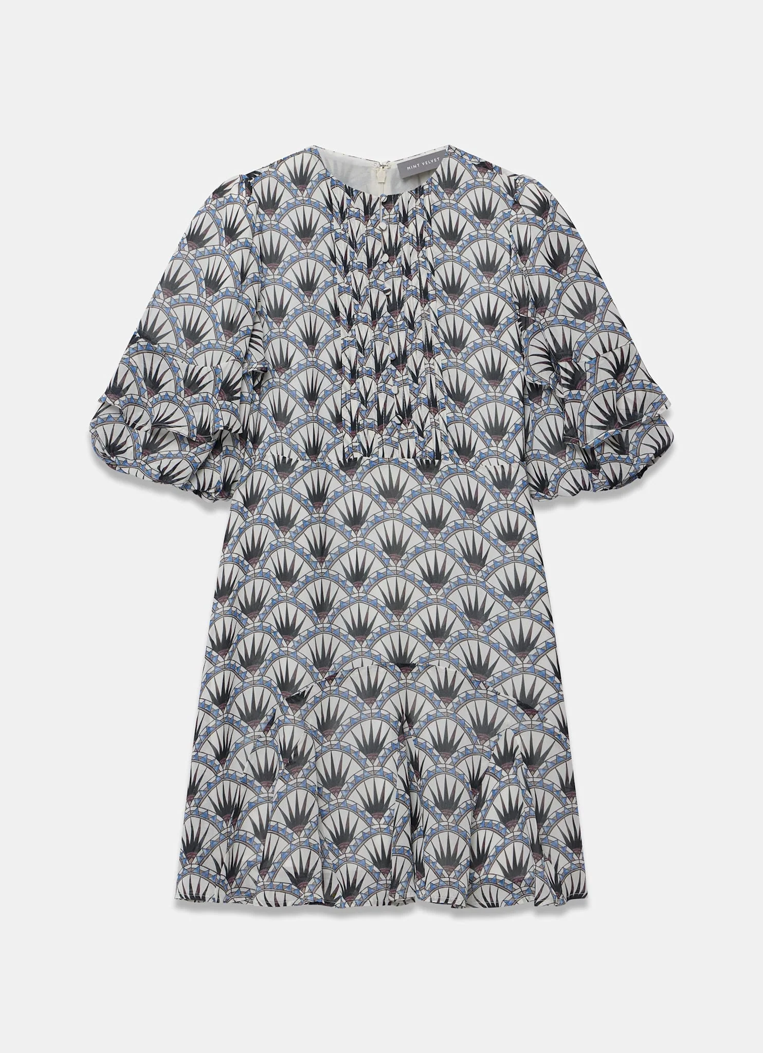 Blue Geo Print Mini Dress
