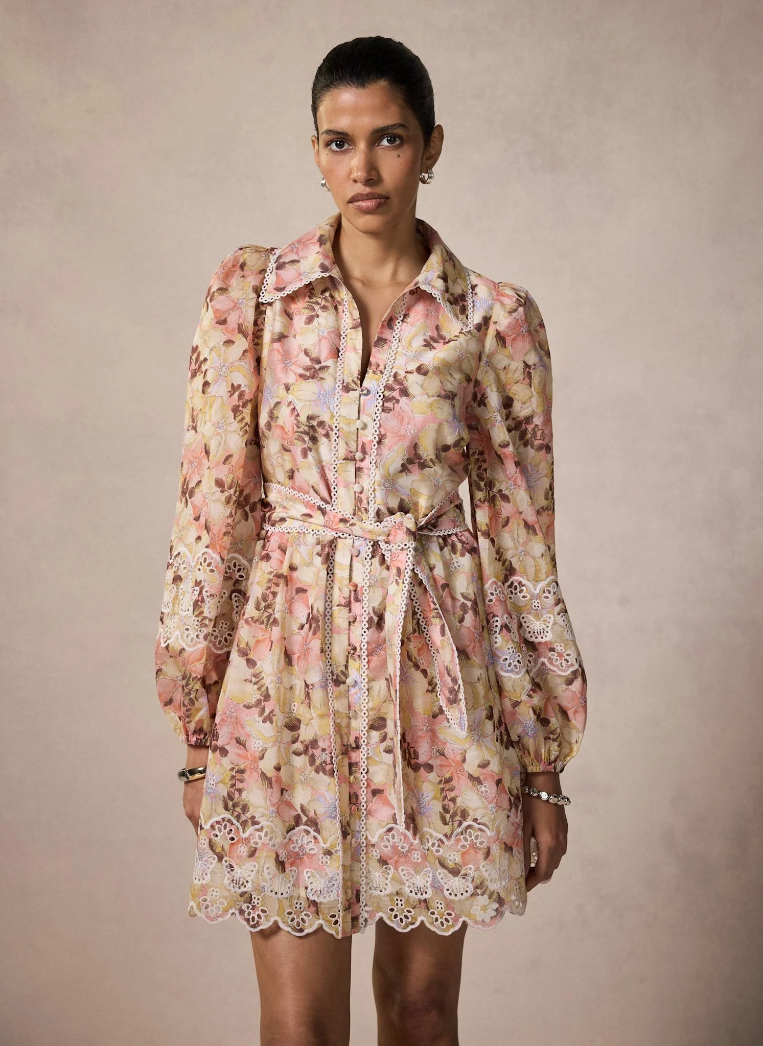 4208-neutral-floral-print-mini-dress-2.webp Neutral Floral Print Mini Dress