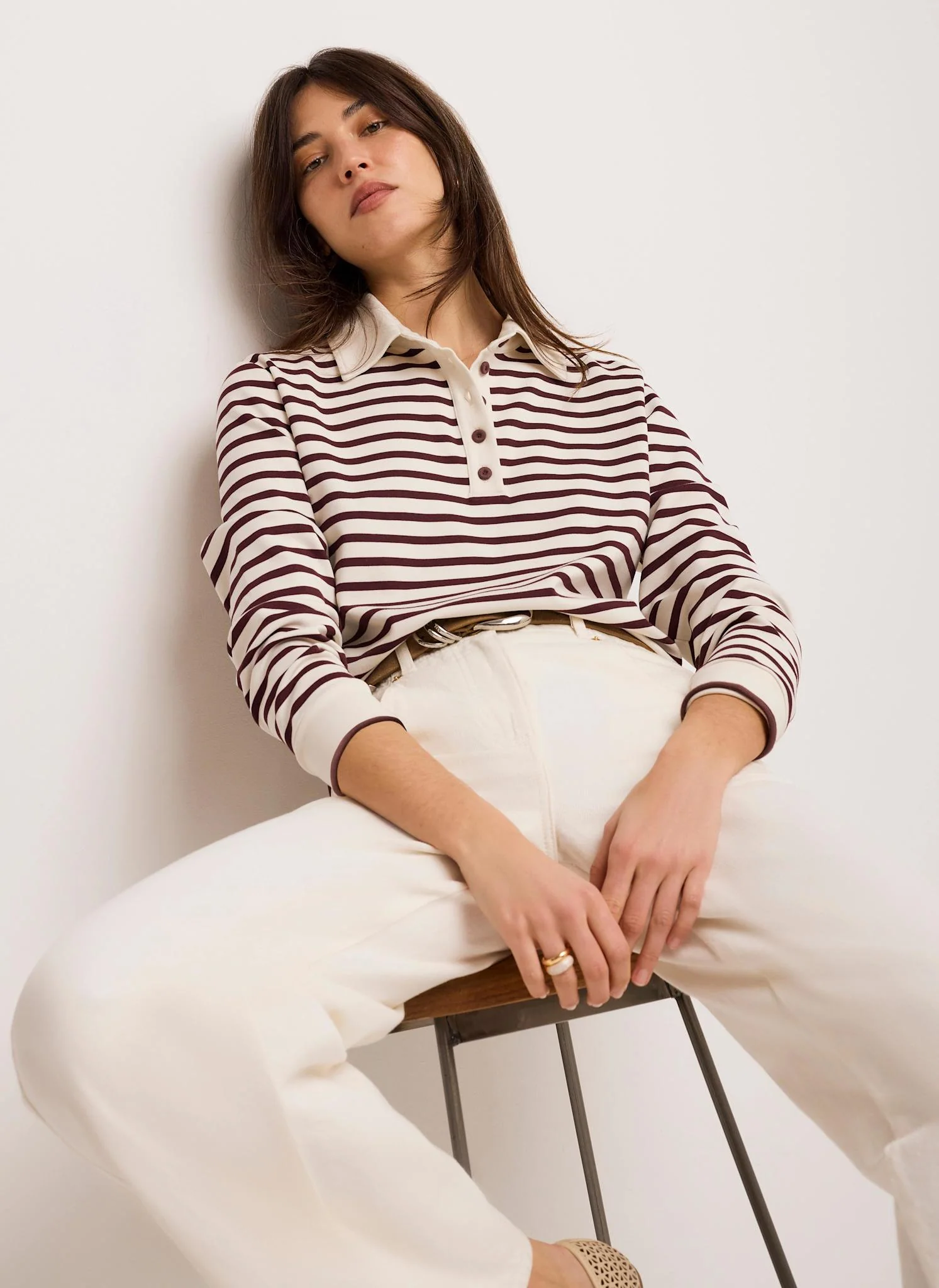 4238-burgundy-stripe-polo-shirt-top-2.webp Burgundy Stripe Polo Shirt Top