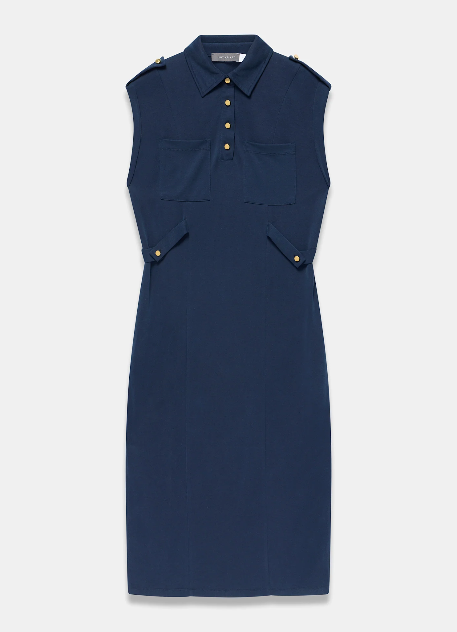 Navy Utility Midi Dress