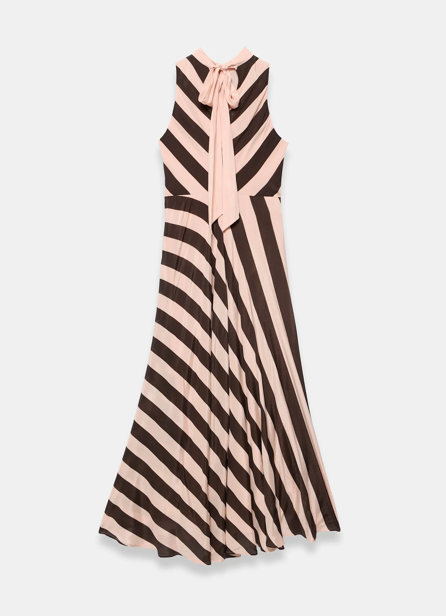 Pink & Brown Striped Halter Maxi Dress