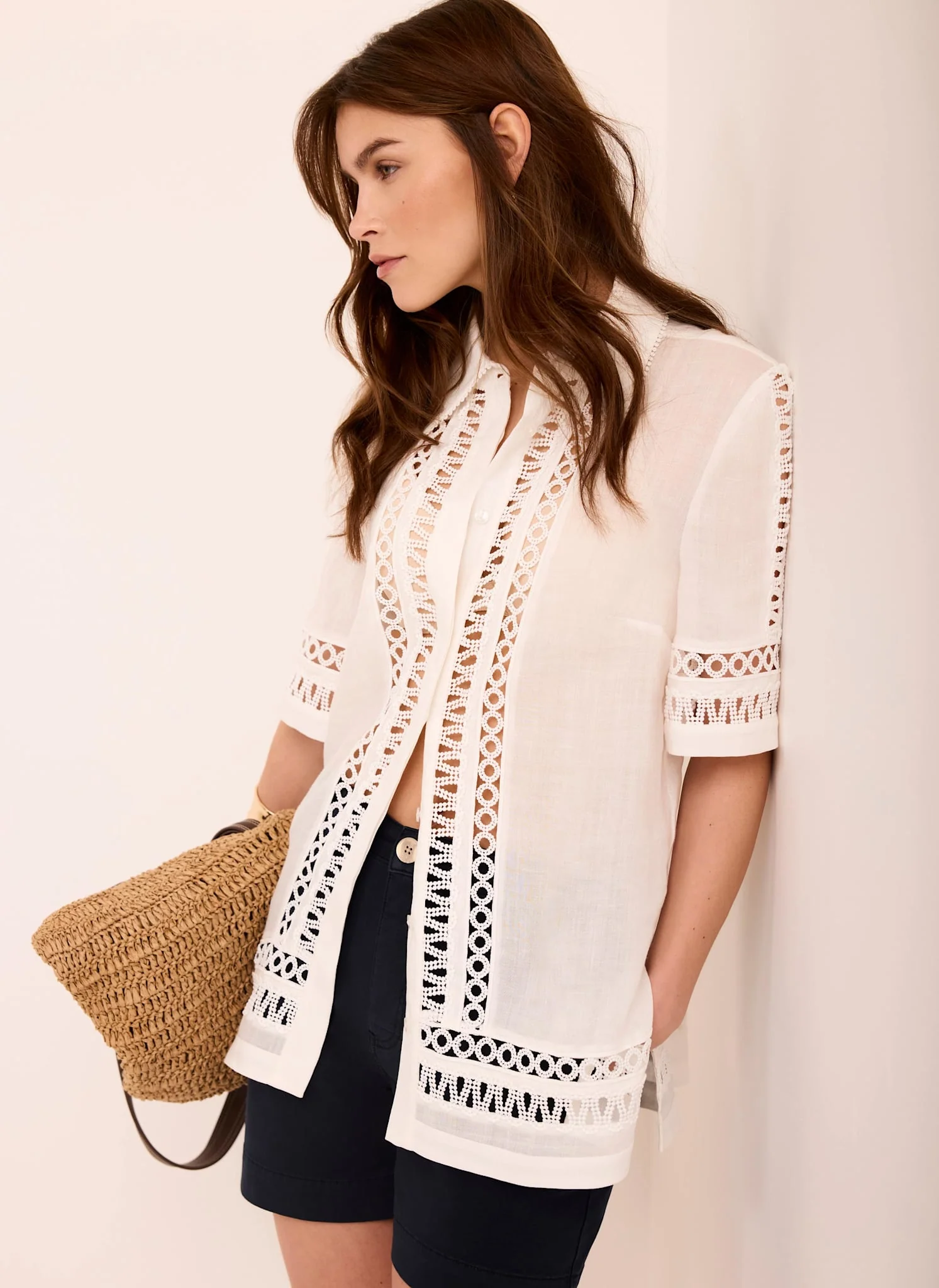 White Ramie Resort Shirt