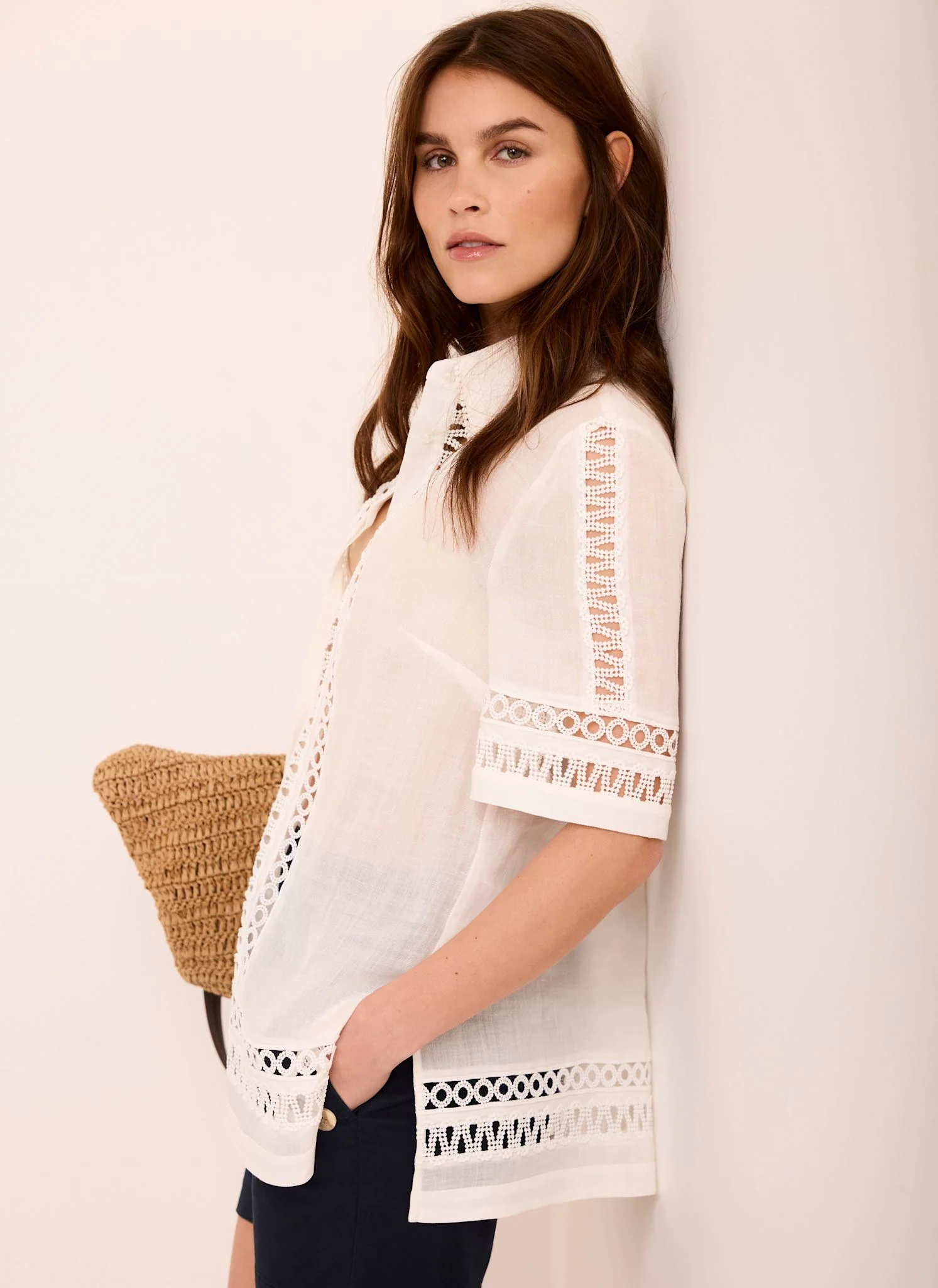 White Ramie Resort Shirt