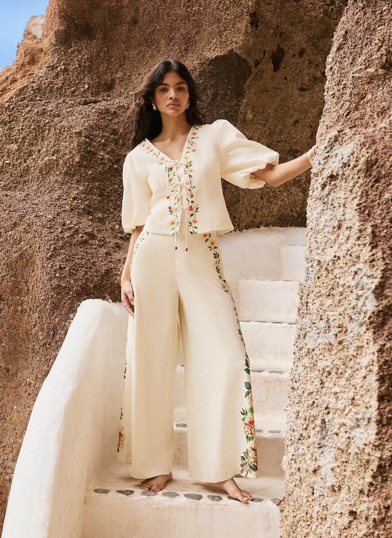 4414-cream-linen-blend-floral-print-wide-trousers-3.jpg Cream Linen Blend Floral Print Wide Trousers