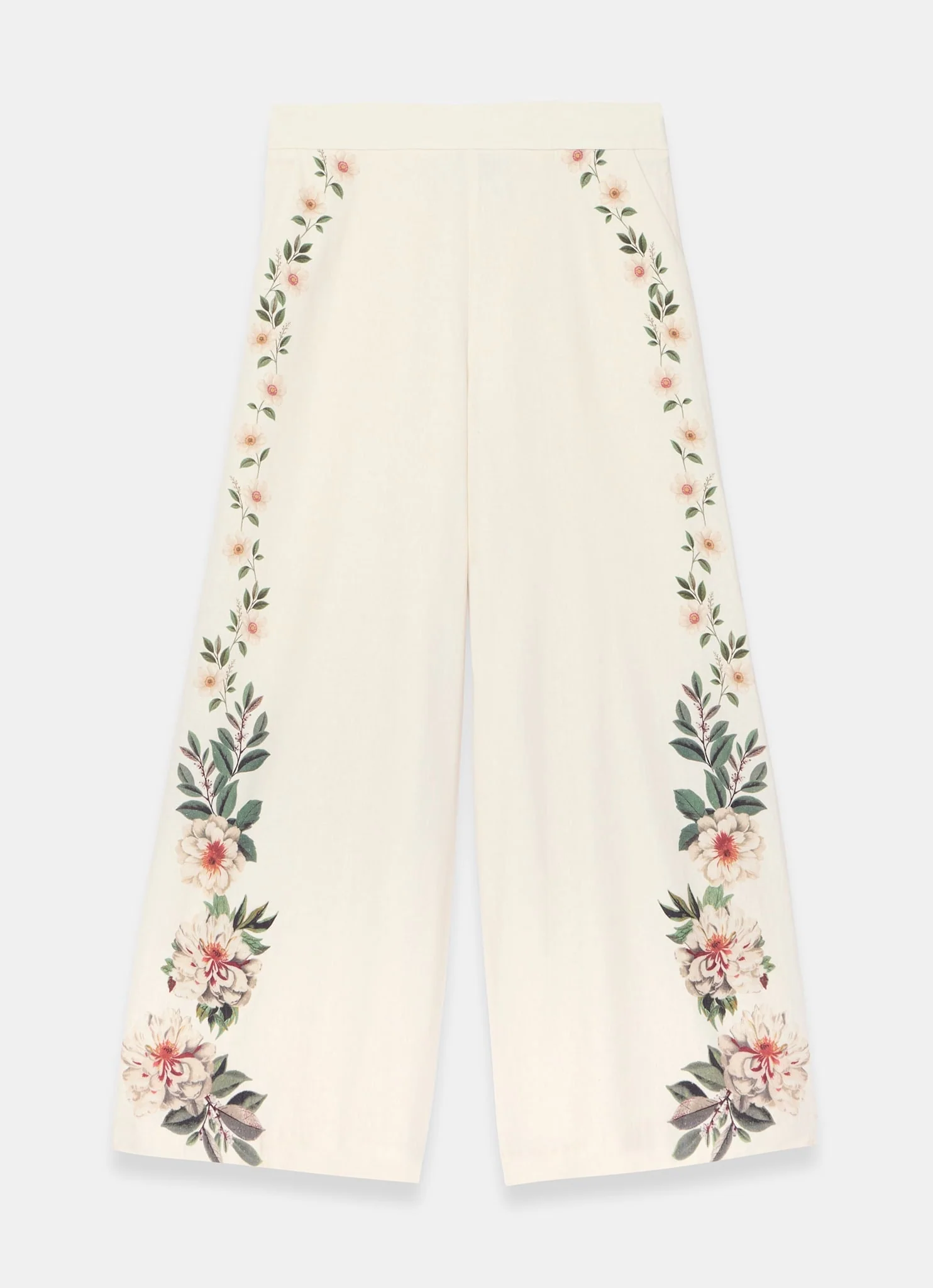 4414-cream-linen-blend-floral-print-wide-trousers-7.webp Cream Linen Blend Floral Print Wide Trousers