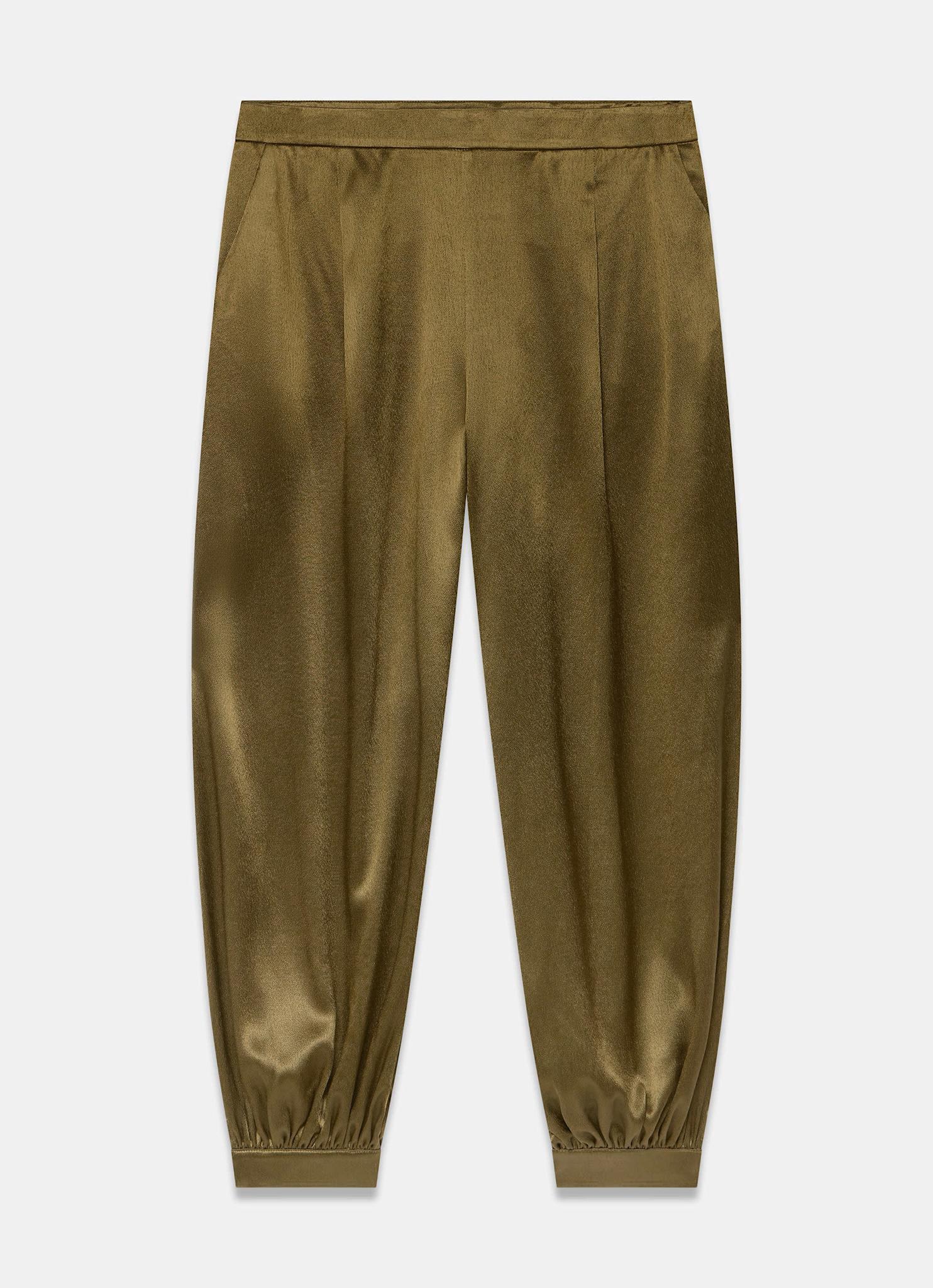 Khaki Satin Balloon Trousers