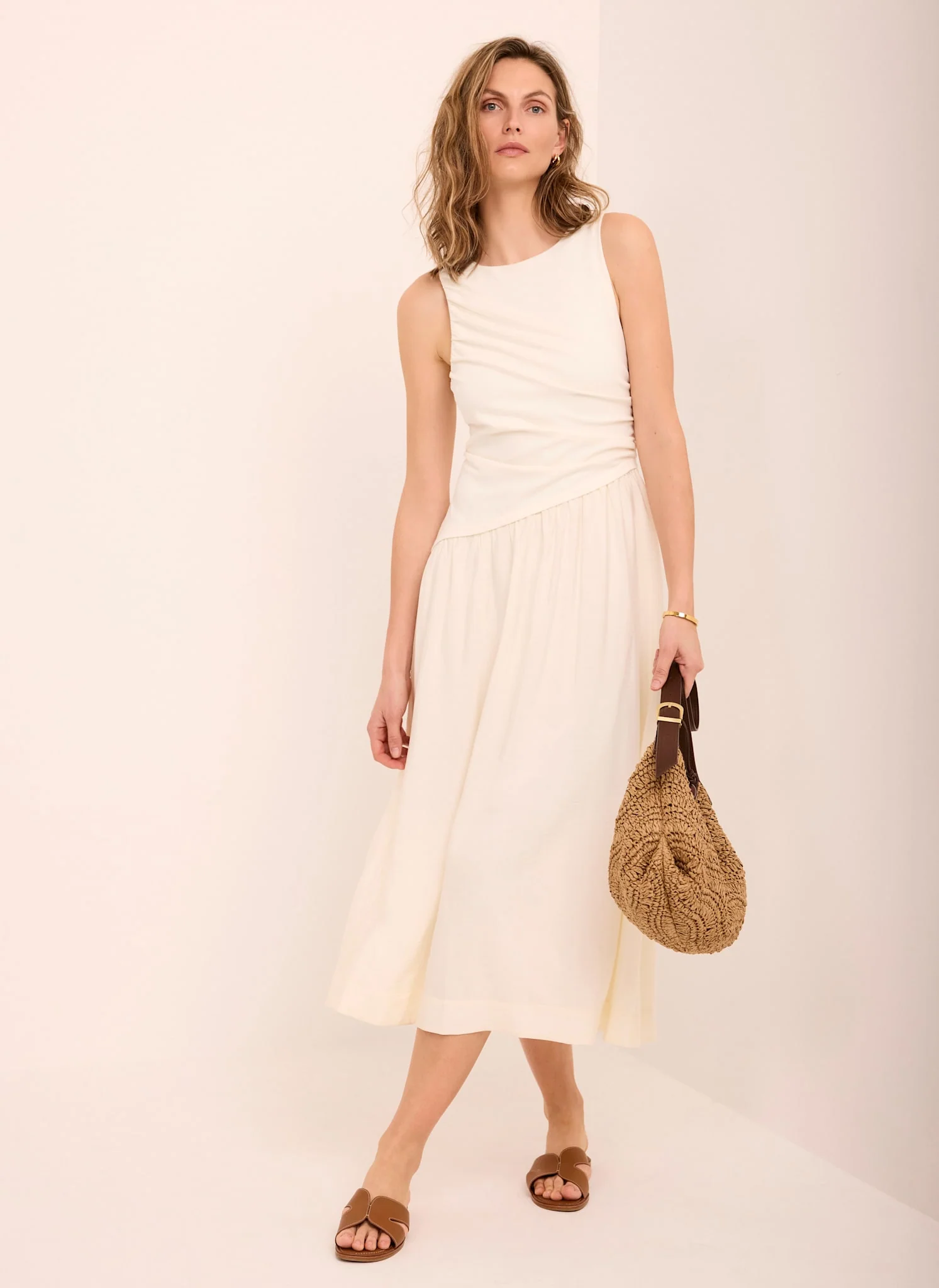 445-cream-asymmetric-waist-midi-dress-1.webp Cream Asymmetric Waist Midi Dress