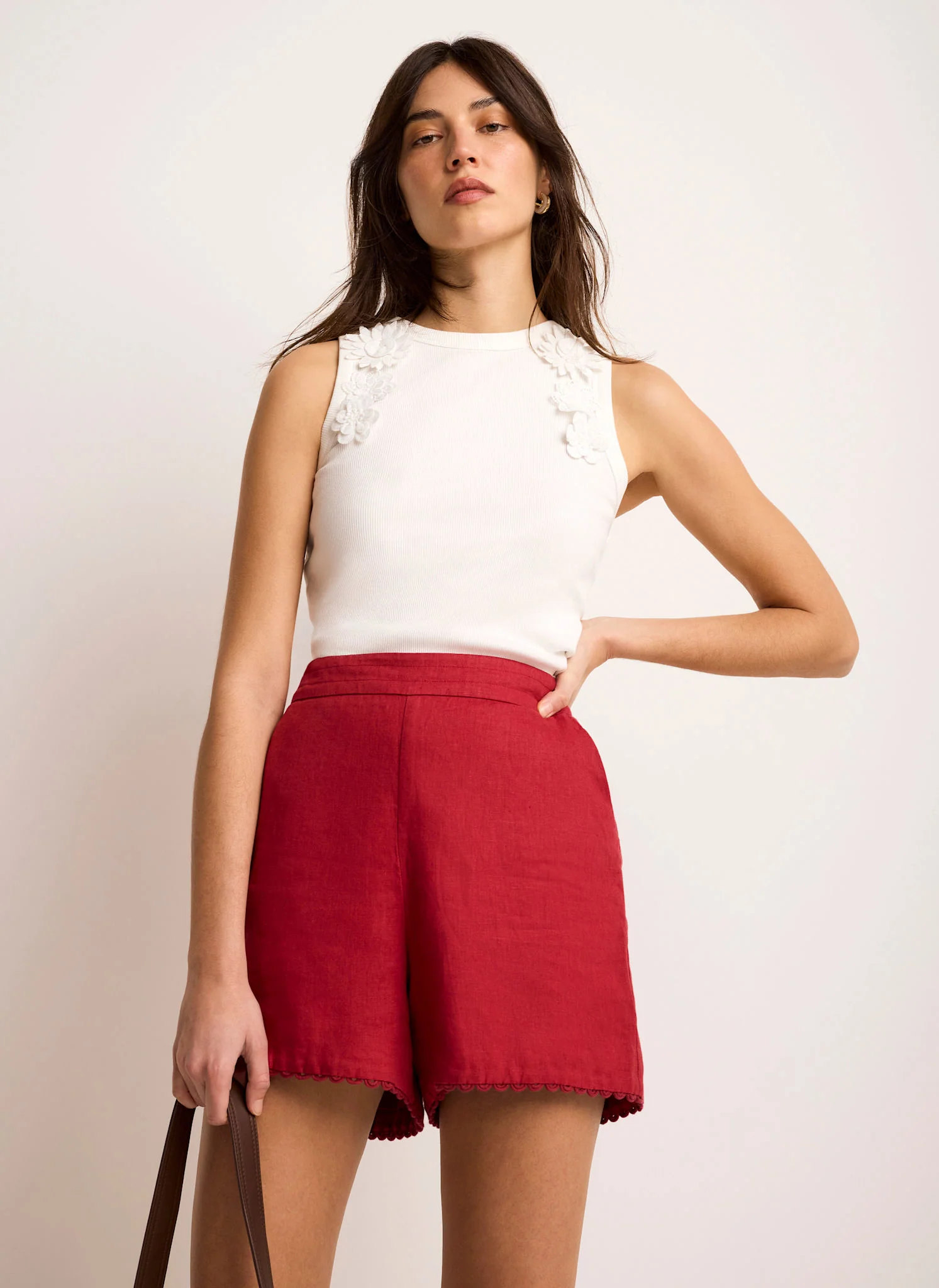 Cream Floral Applique Vest Top