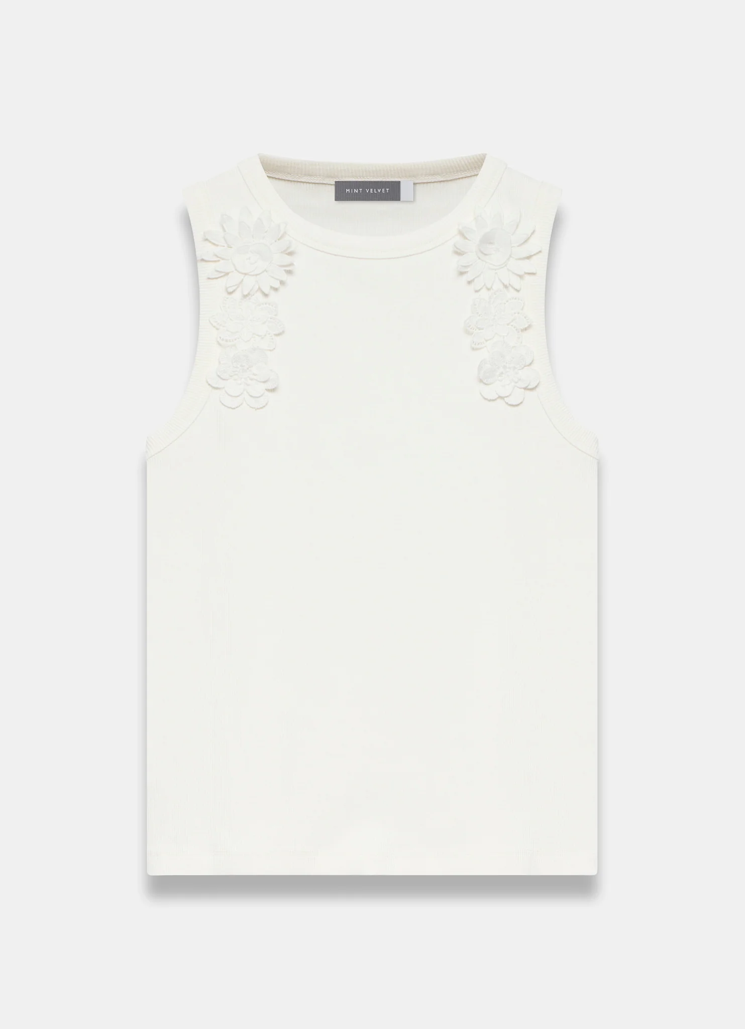 Cream Floral Applique Vest Top