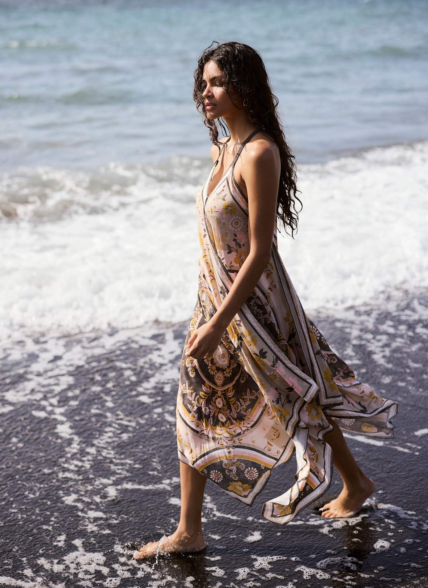 4590-neutral-floral-print-scarf-detail-midi-dress-5.jpg Neutral Floral Print Scarf Detail Midi Dress