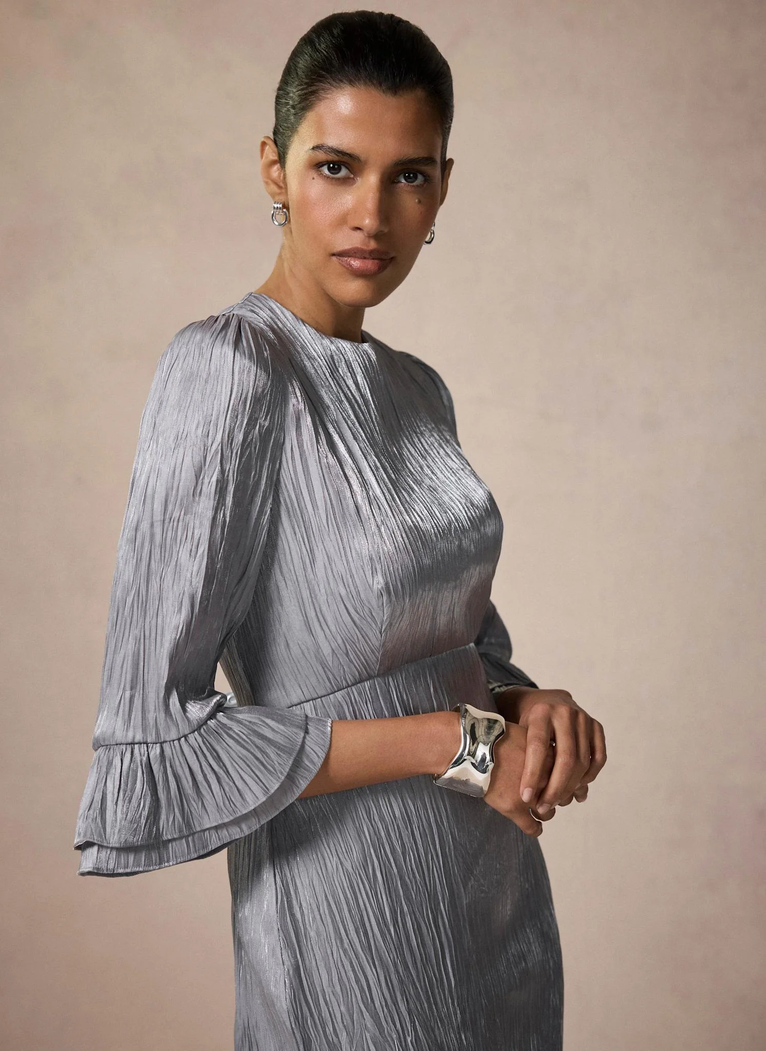 4596-silver-metallic-ruffle-midi-dress-3.webp Silver Metallic Ruffle Midi Dress