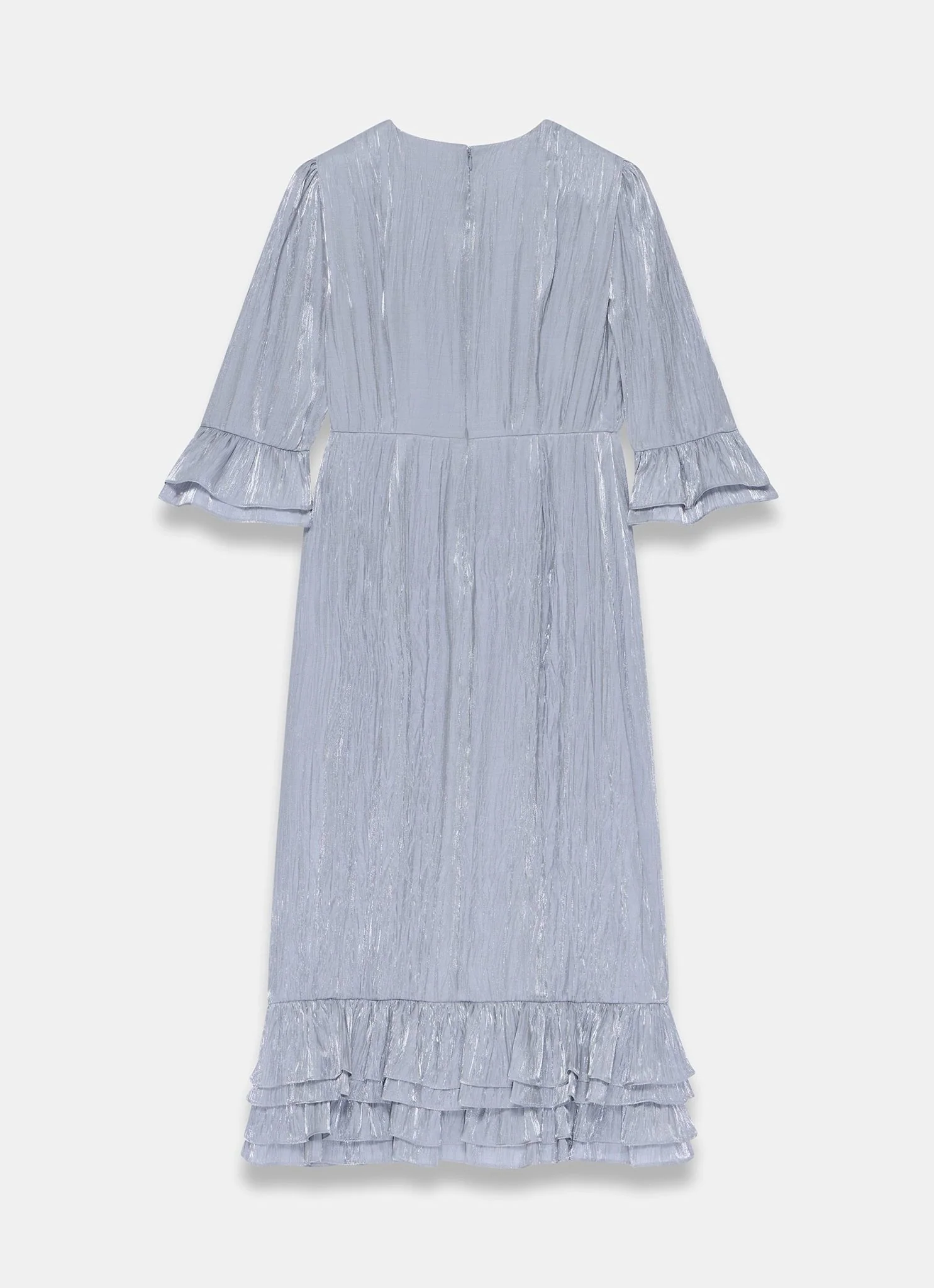 4596-silver-metallic-ruffle-midi-dress-8.webp Silver Metallic Ruffle Midi Dress
