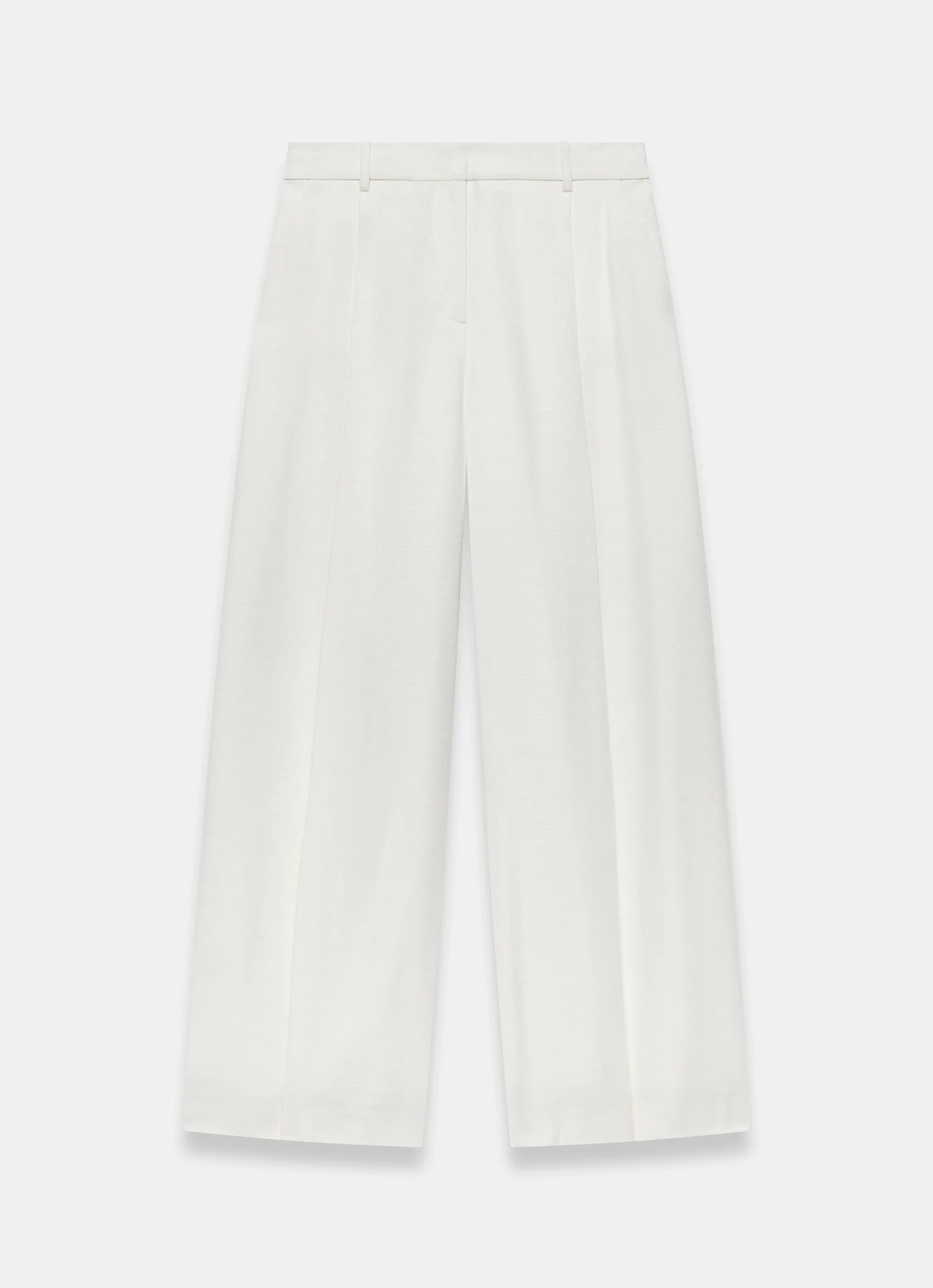 Cream Tailored Wide Leg Trousers