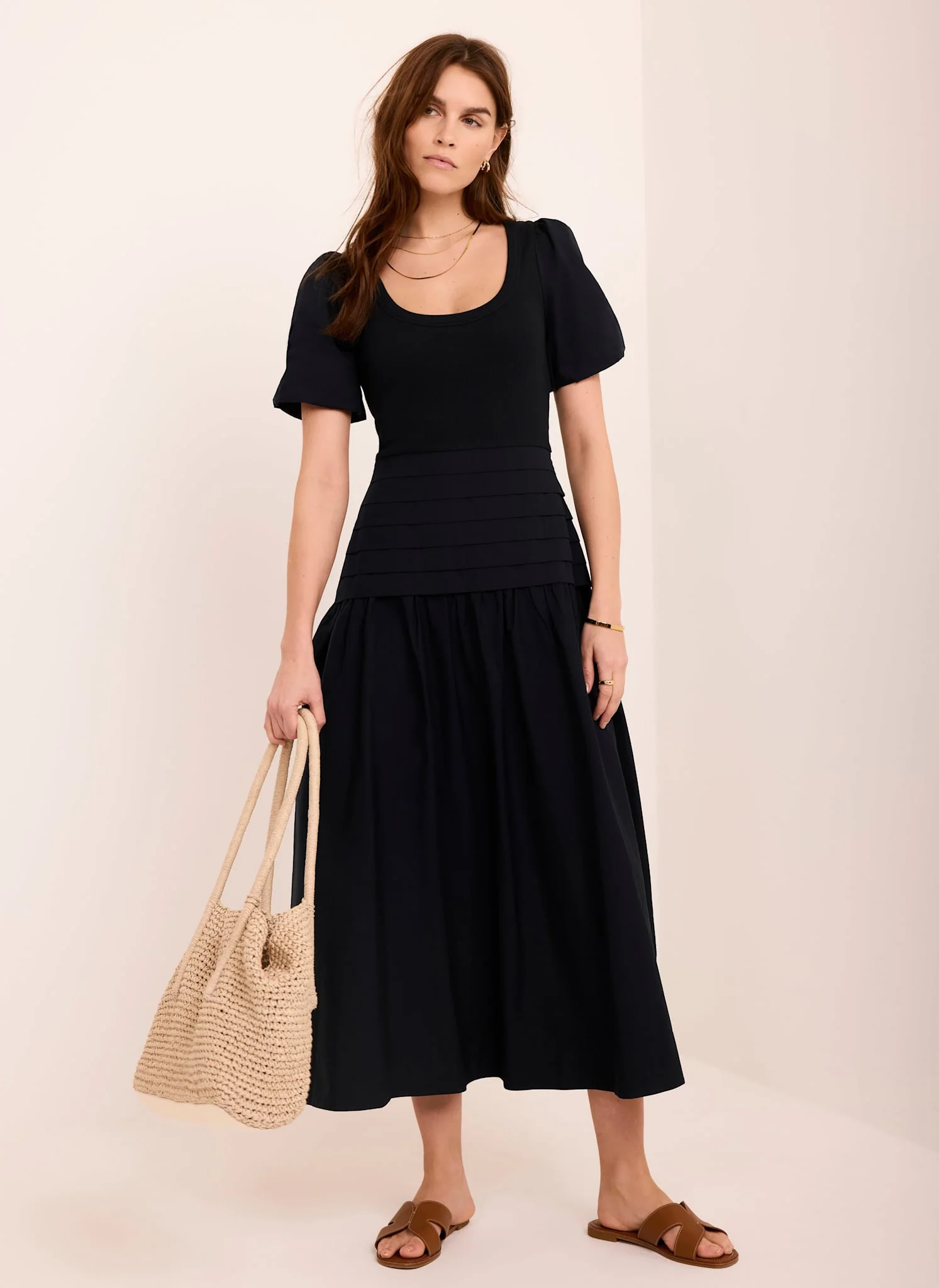 Navy Cotton Blend Maxi Dress