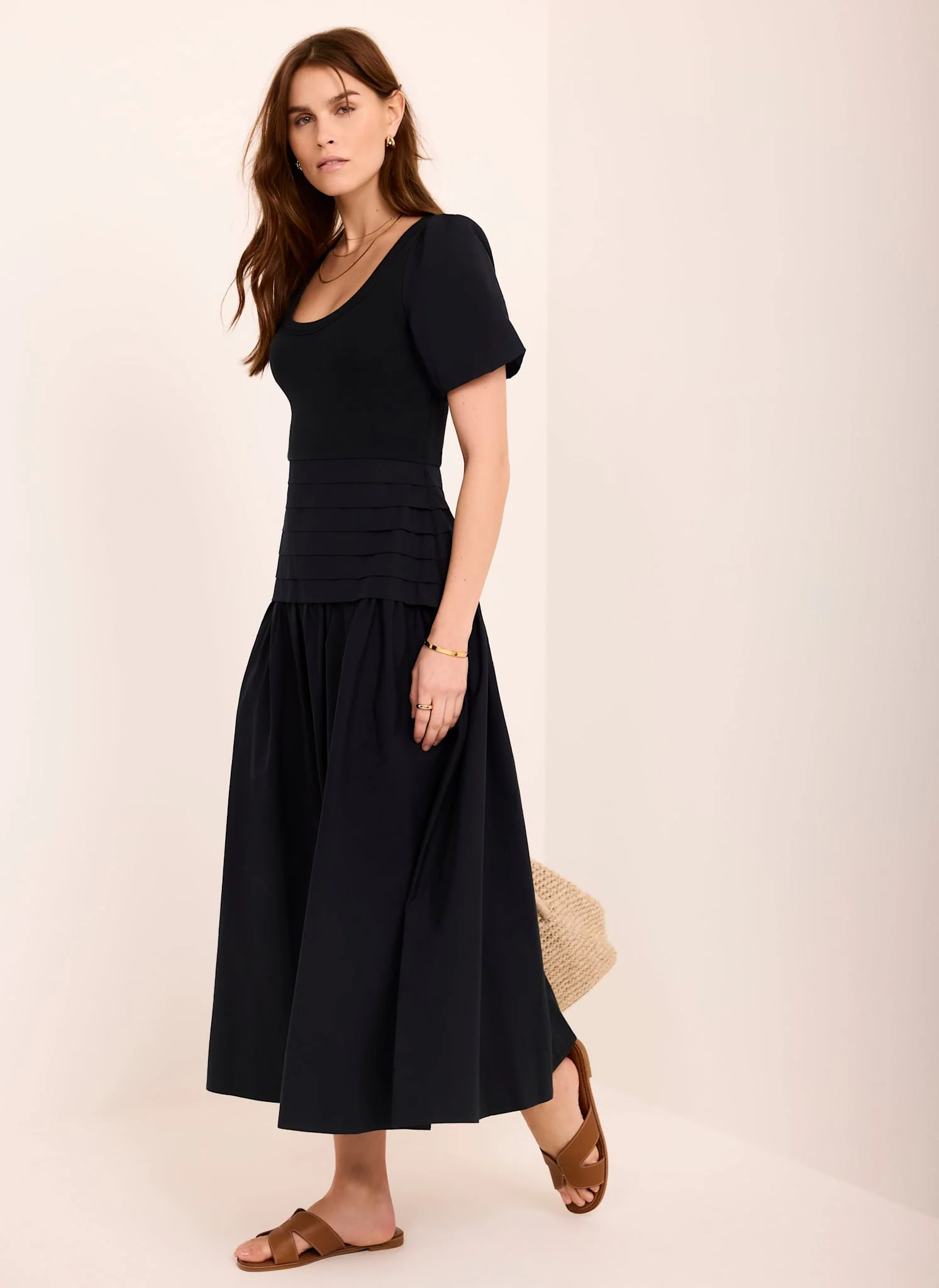 Navy Cotton Blend Maxi Dress