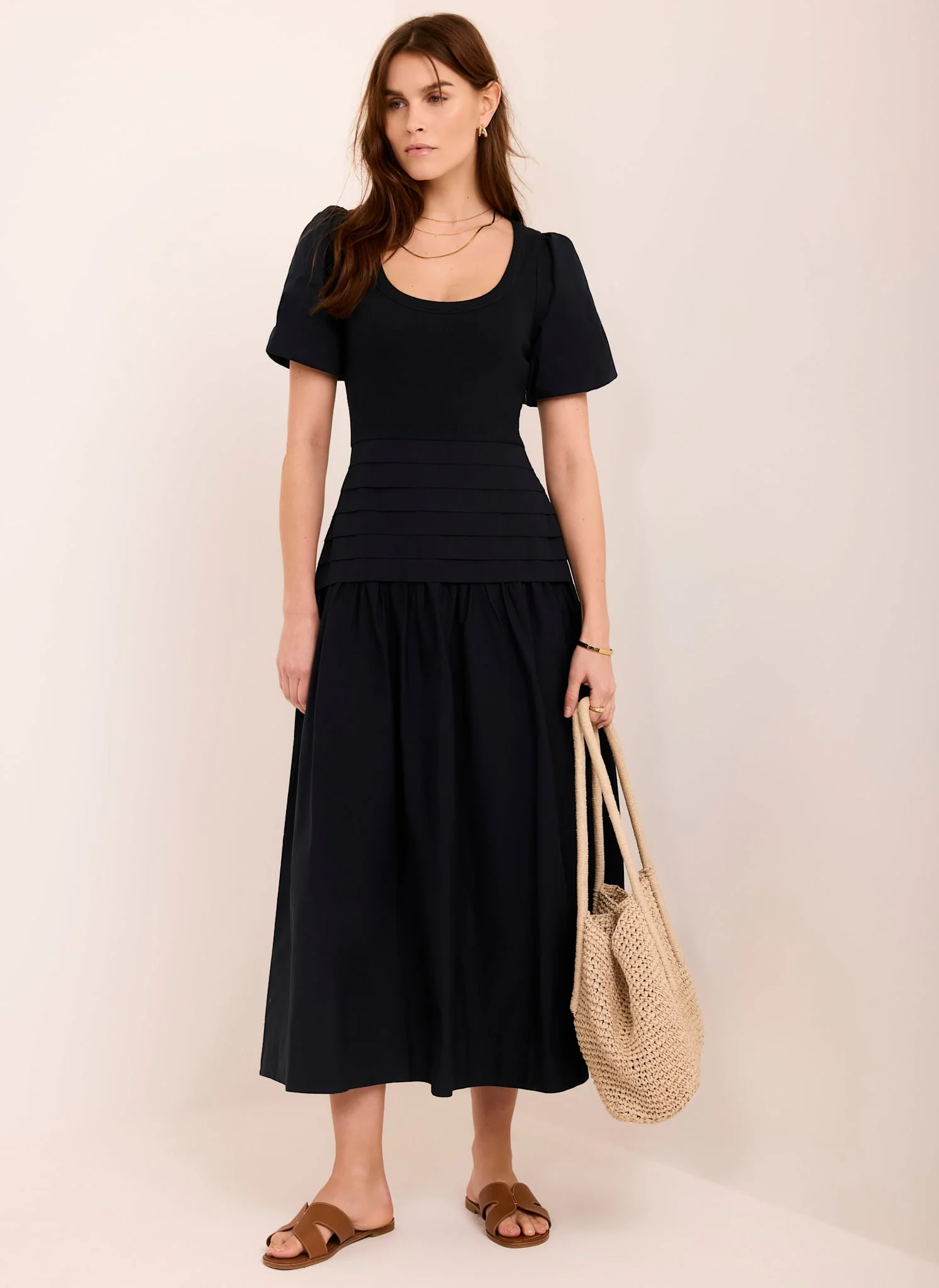 Navy Cotton Blend Maxi Dress