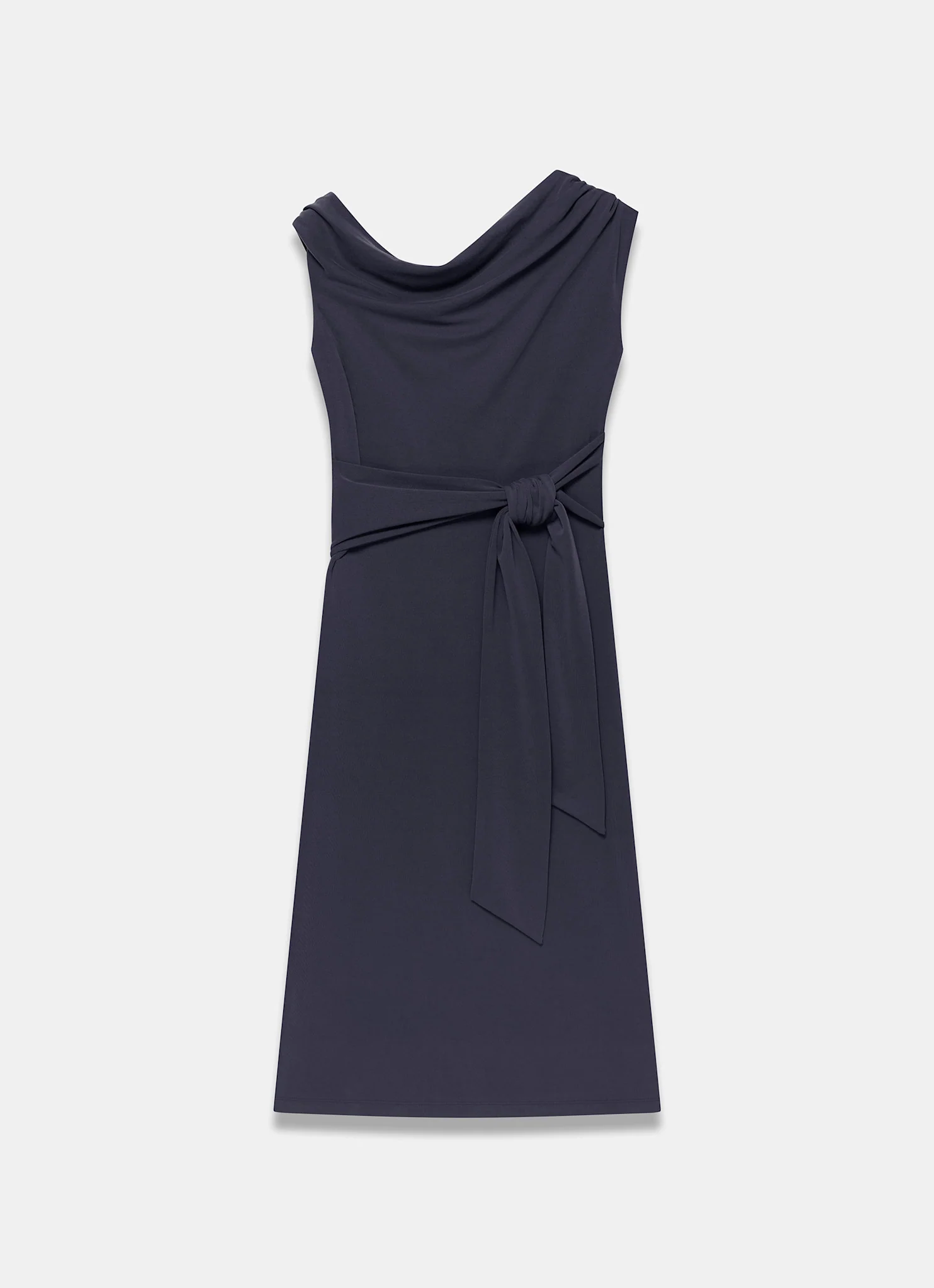 Navy Tie Detail Midi Dress