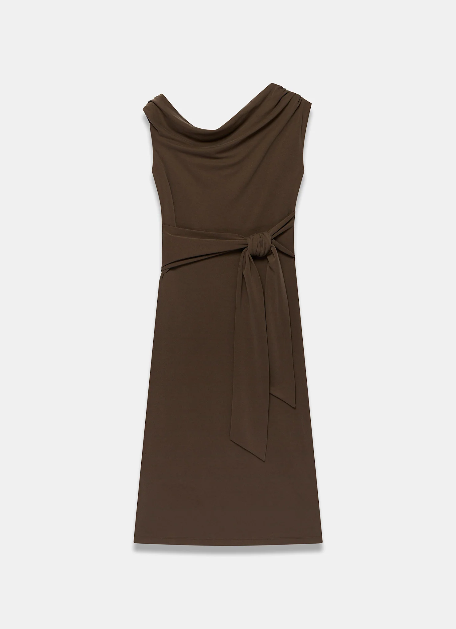 Brown Tie Detail Midi Dress