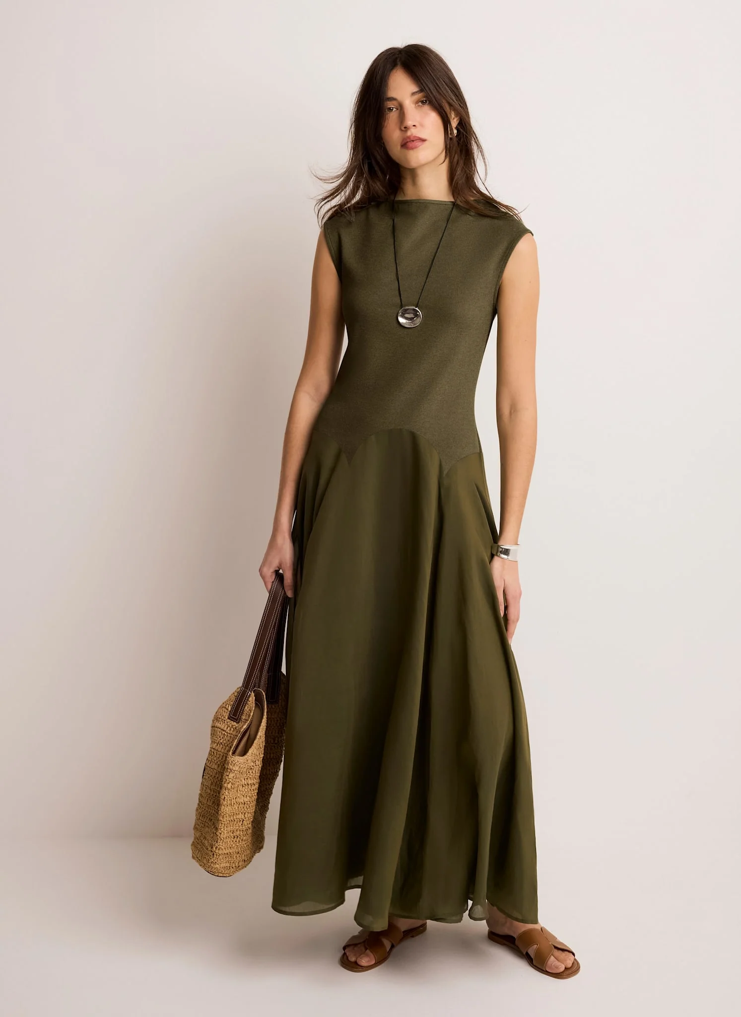 4730-khaki-jersey-drop-waist-maxi-dress-1.webp Khaki Jersey Drop Waist Maxi Dress