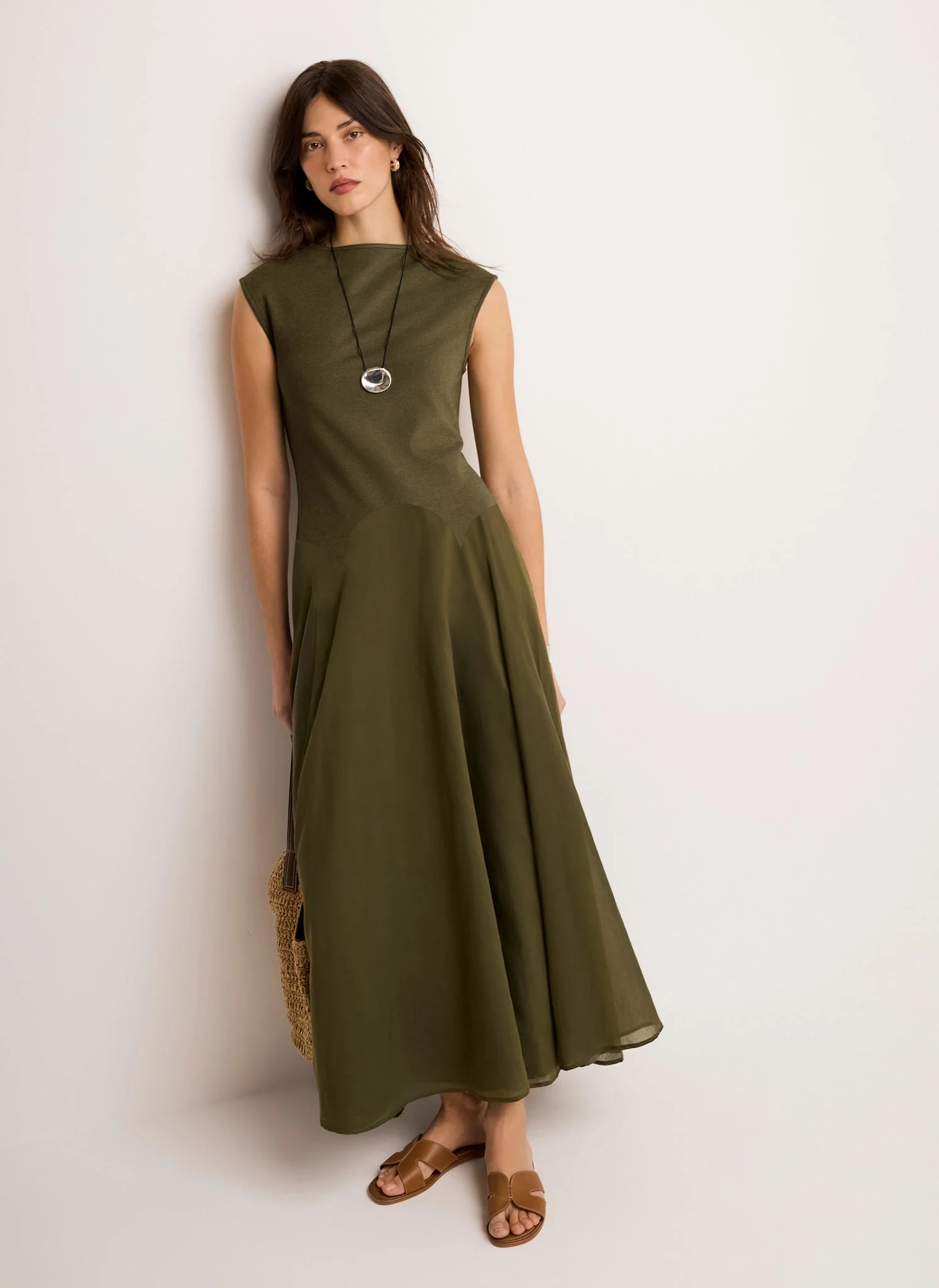 4730-khaki-jersey-drop-waist-maxi-dress-2.webp Khaki Jersey Drop Waist Maxi Dress
