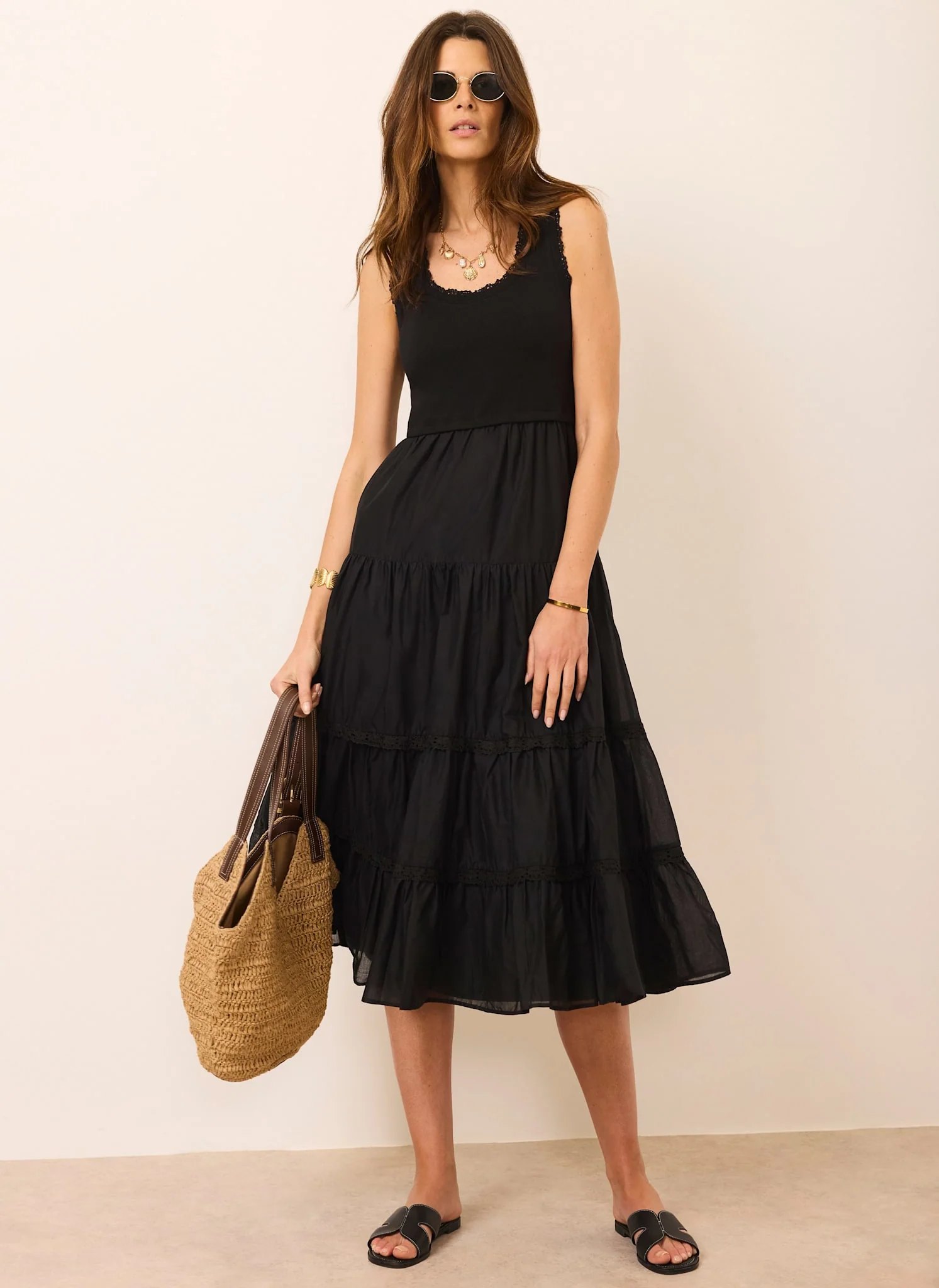 4742-black-cotton-blend-midi-dress-1.webp Black Cotton Blend Midi Dress