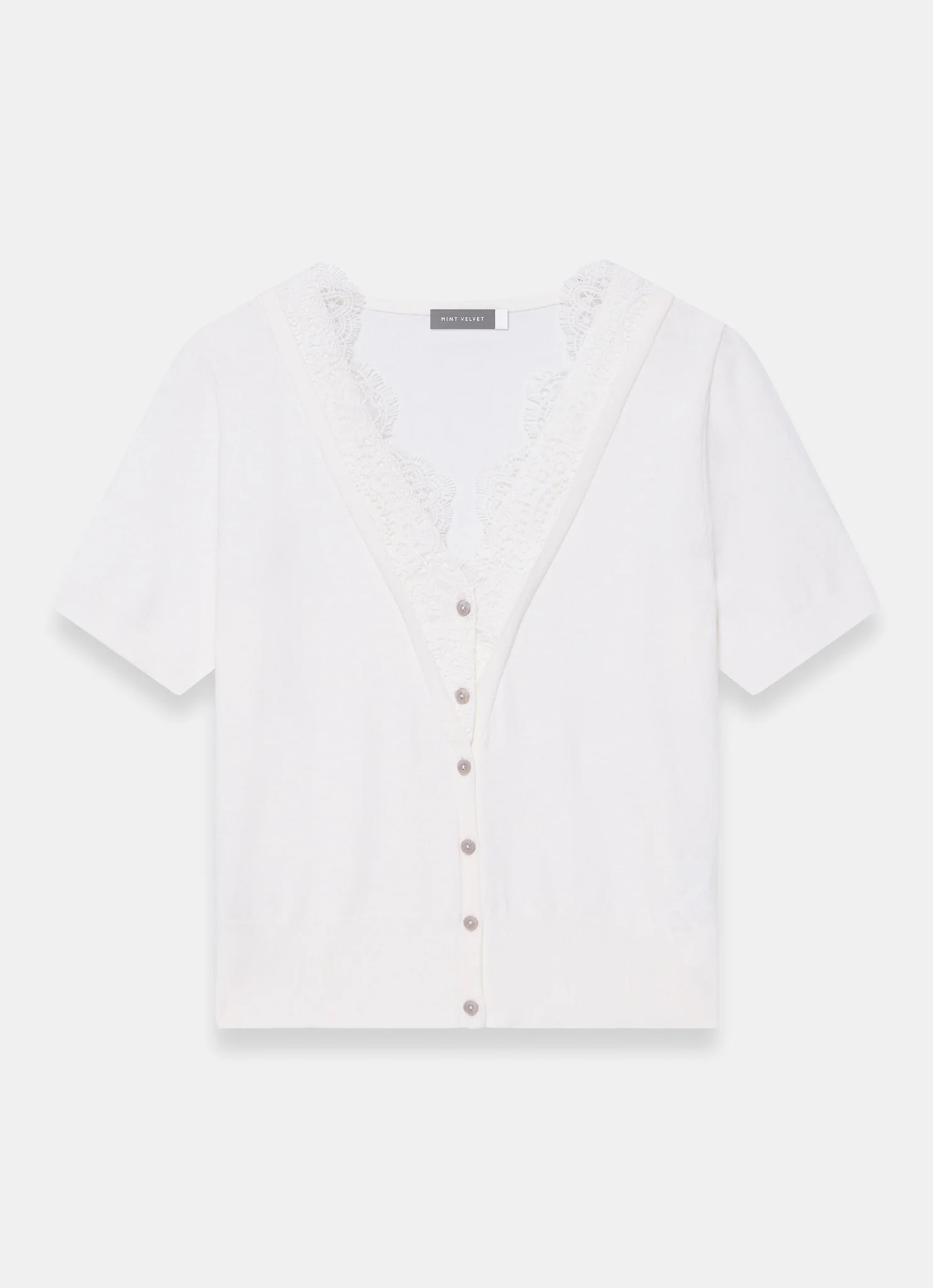 Cream Cotton Lace Trim Top