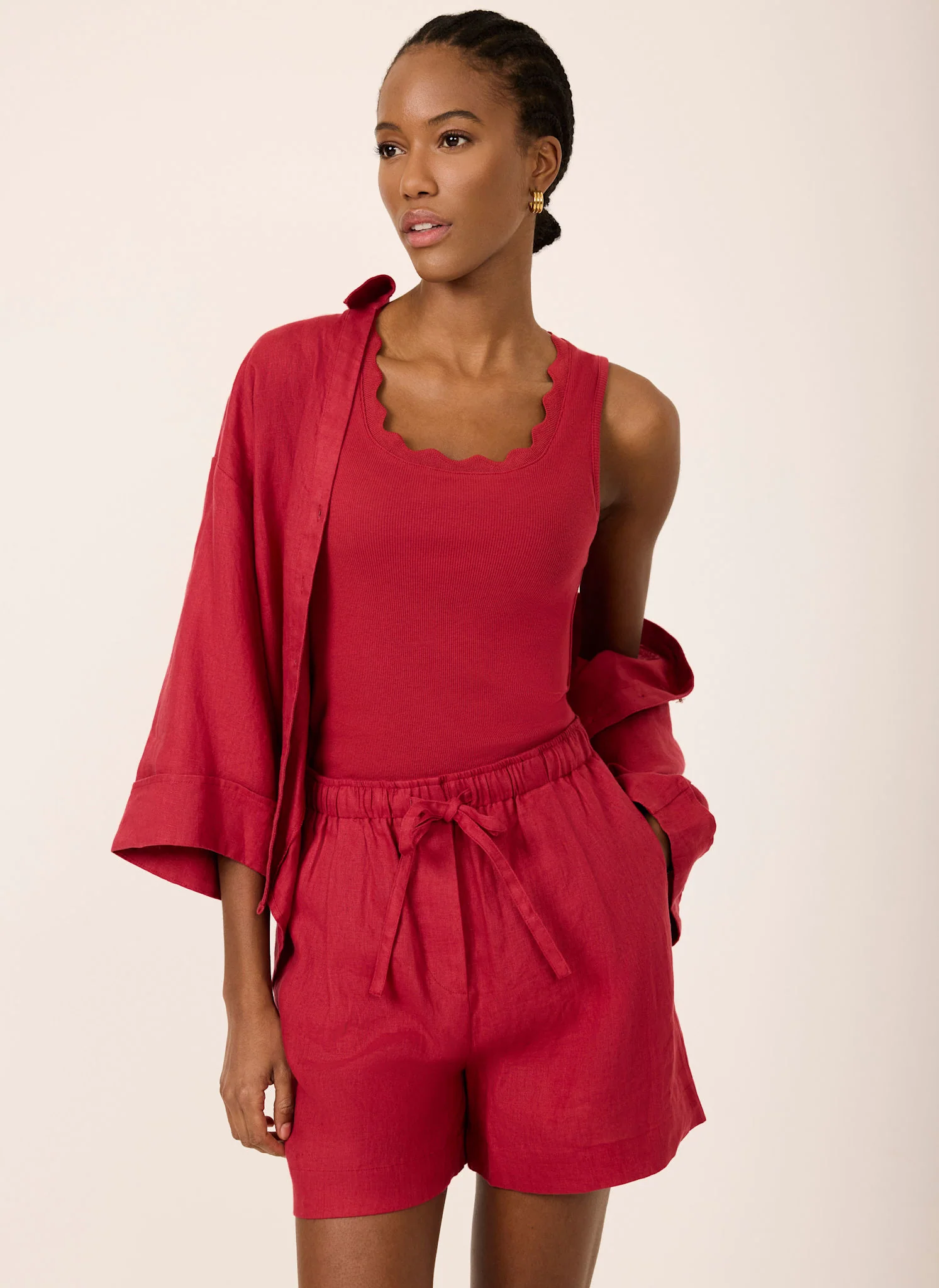 4826-red-scallop-trim-vest-top-1.webp Red Scallop Trim Vest Top
