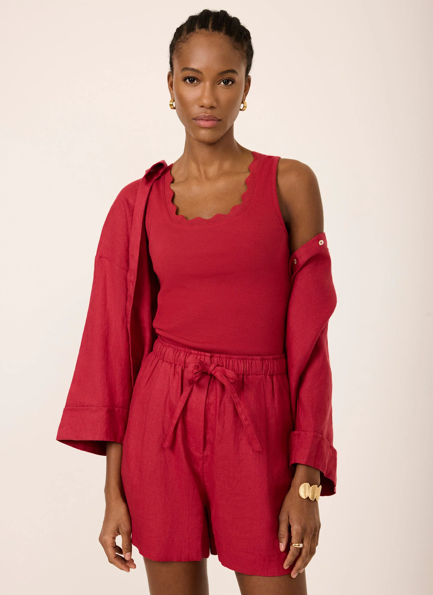 4826-red-scallop-trim-vest-top-3.webp Red Scallop Trim Vest Top