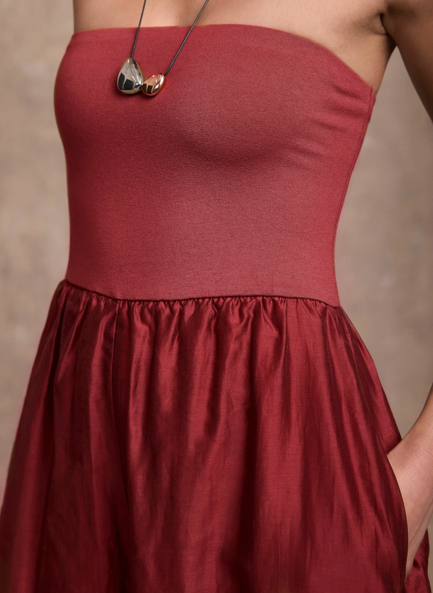 Red Bandeau Balloon Jumpsuit
