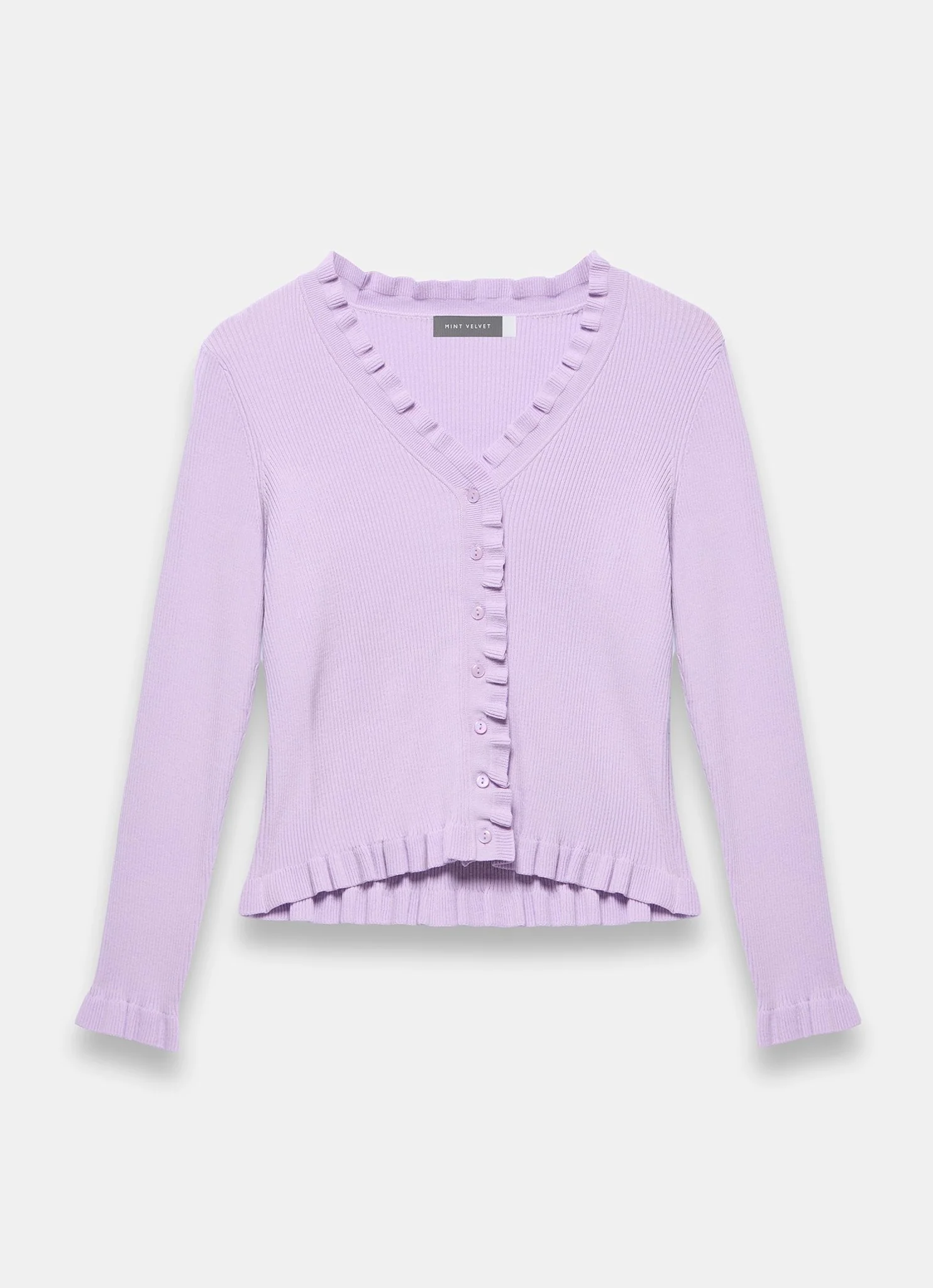Lilac Ruffle Detail Cardigan