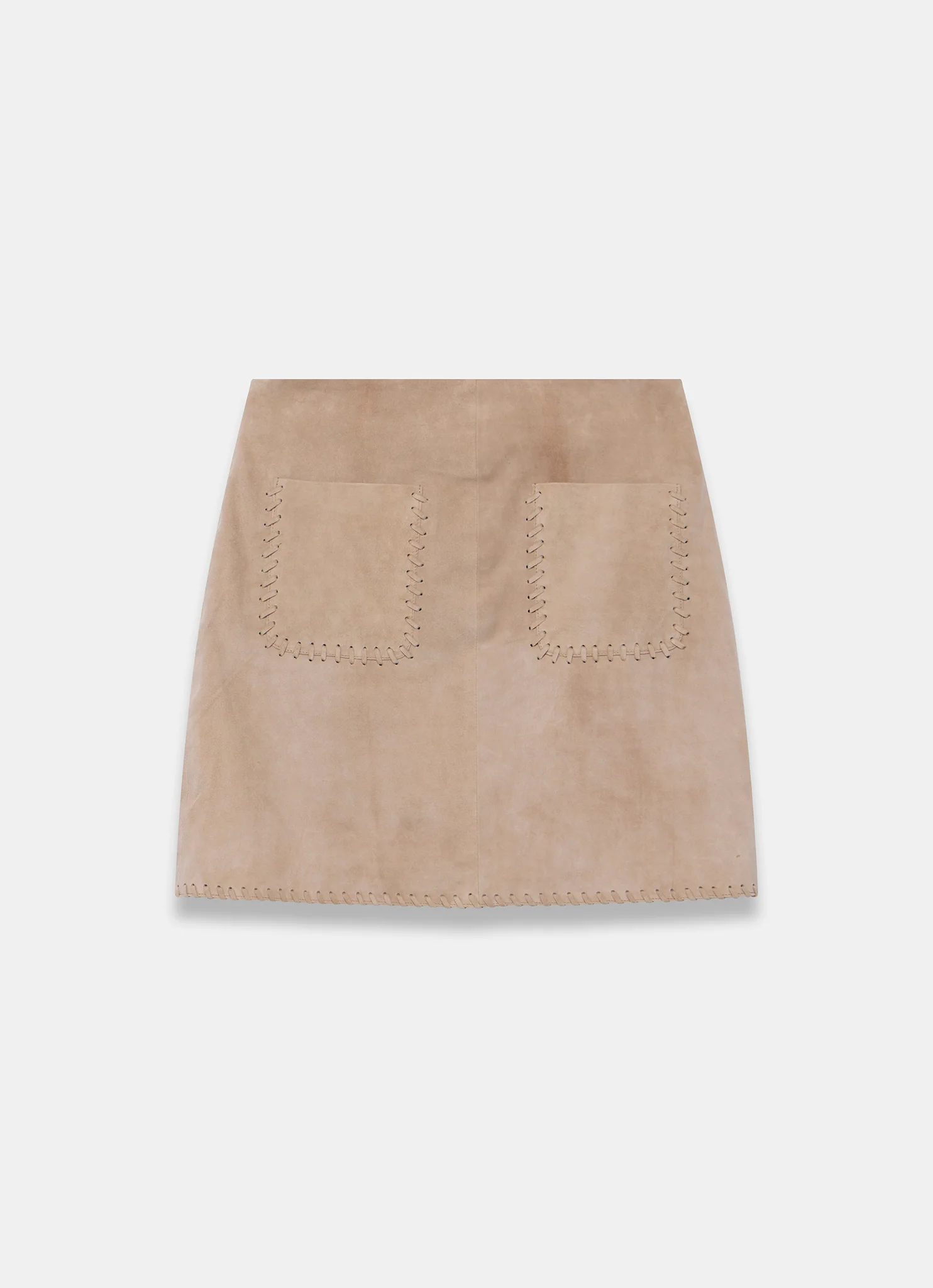 Neutral Suede Stitch Mini Skirt