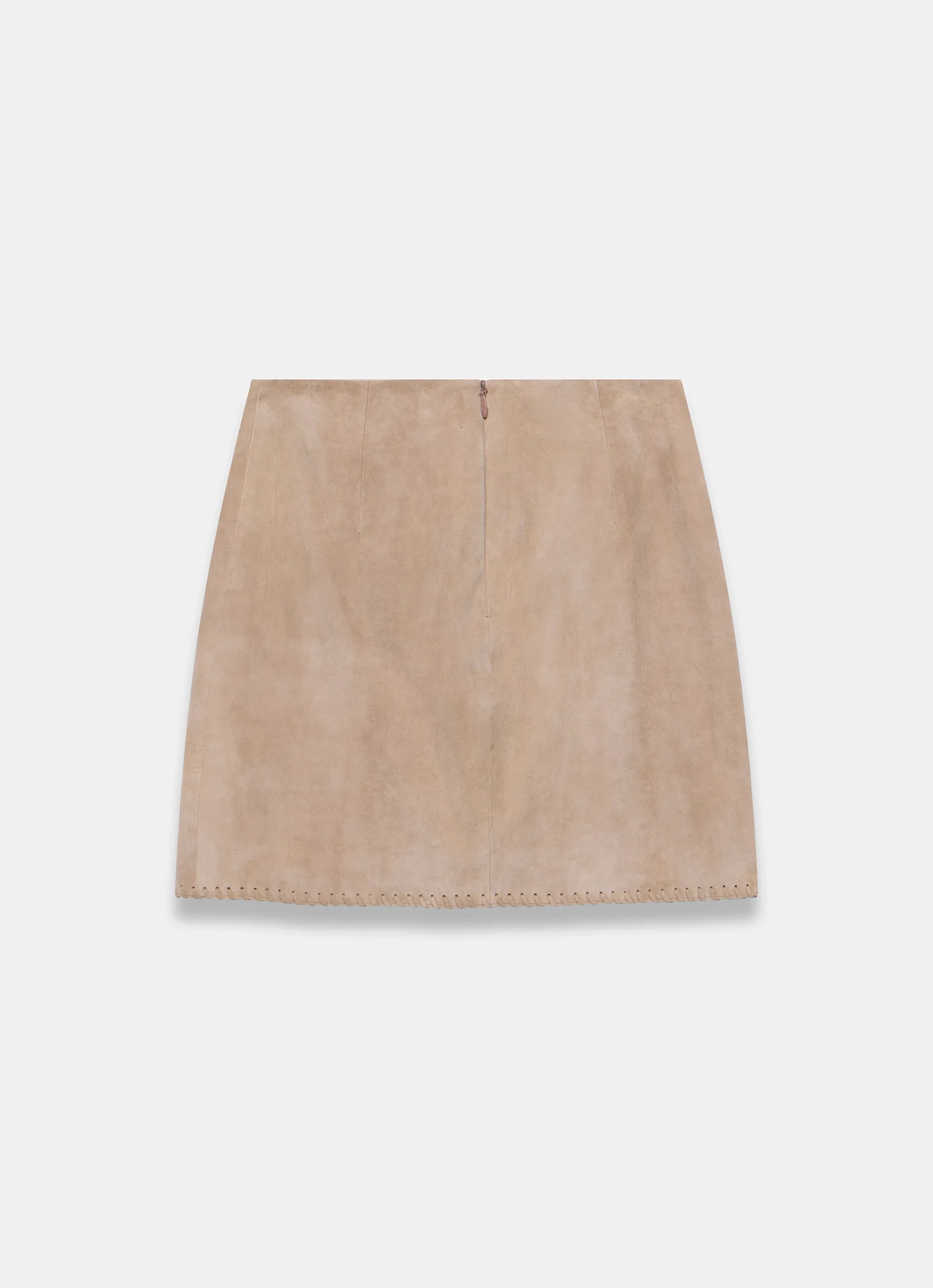 Neutral Suede Stitch Mini Skirt