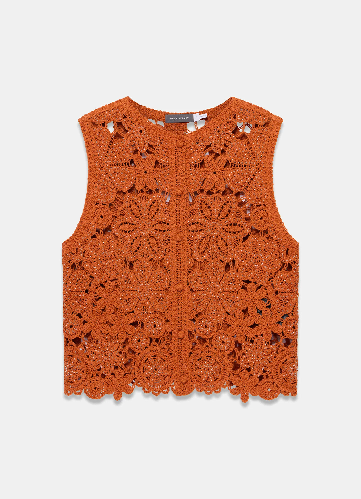 487-orange-cotton-blend-crochet-embellished-waistcoat-6.webp Orange Cotton Blend Crochet Embellished Waistcoat