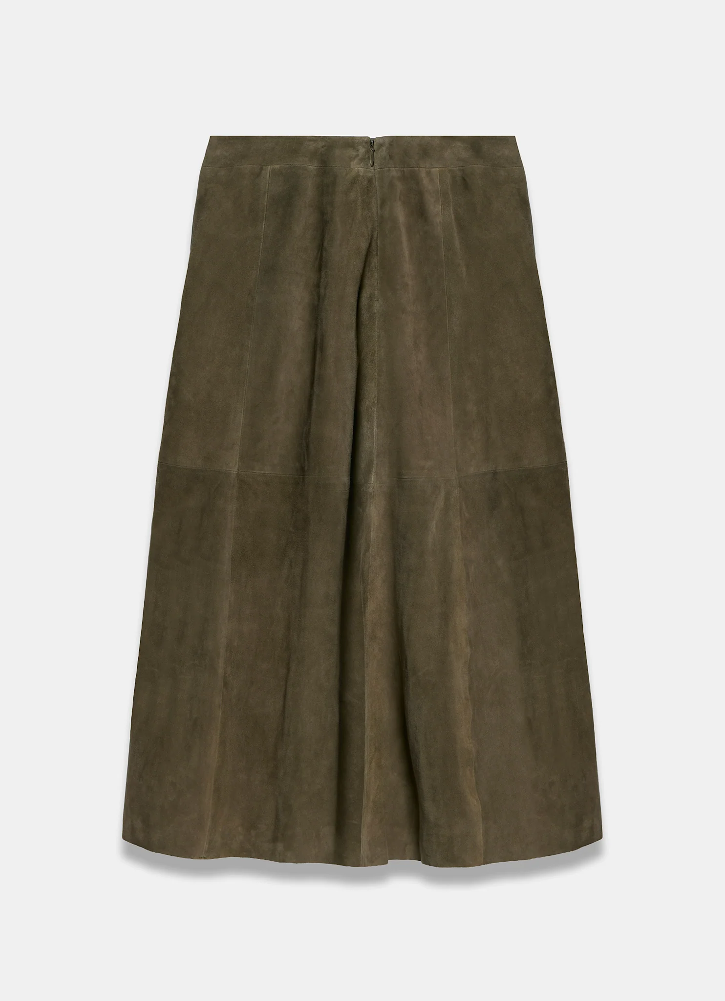 Khaki Suede Full Midi Skirt