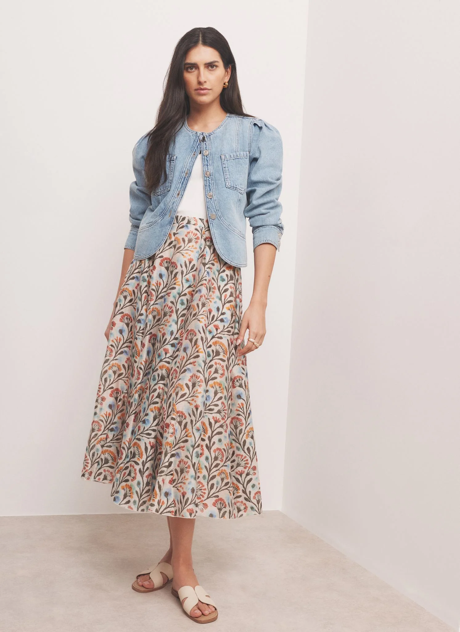 4886-orange-floral-print-midi-skirt-1.webp Orange Floral Print Midi Skirt
