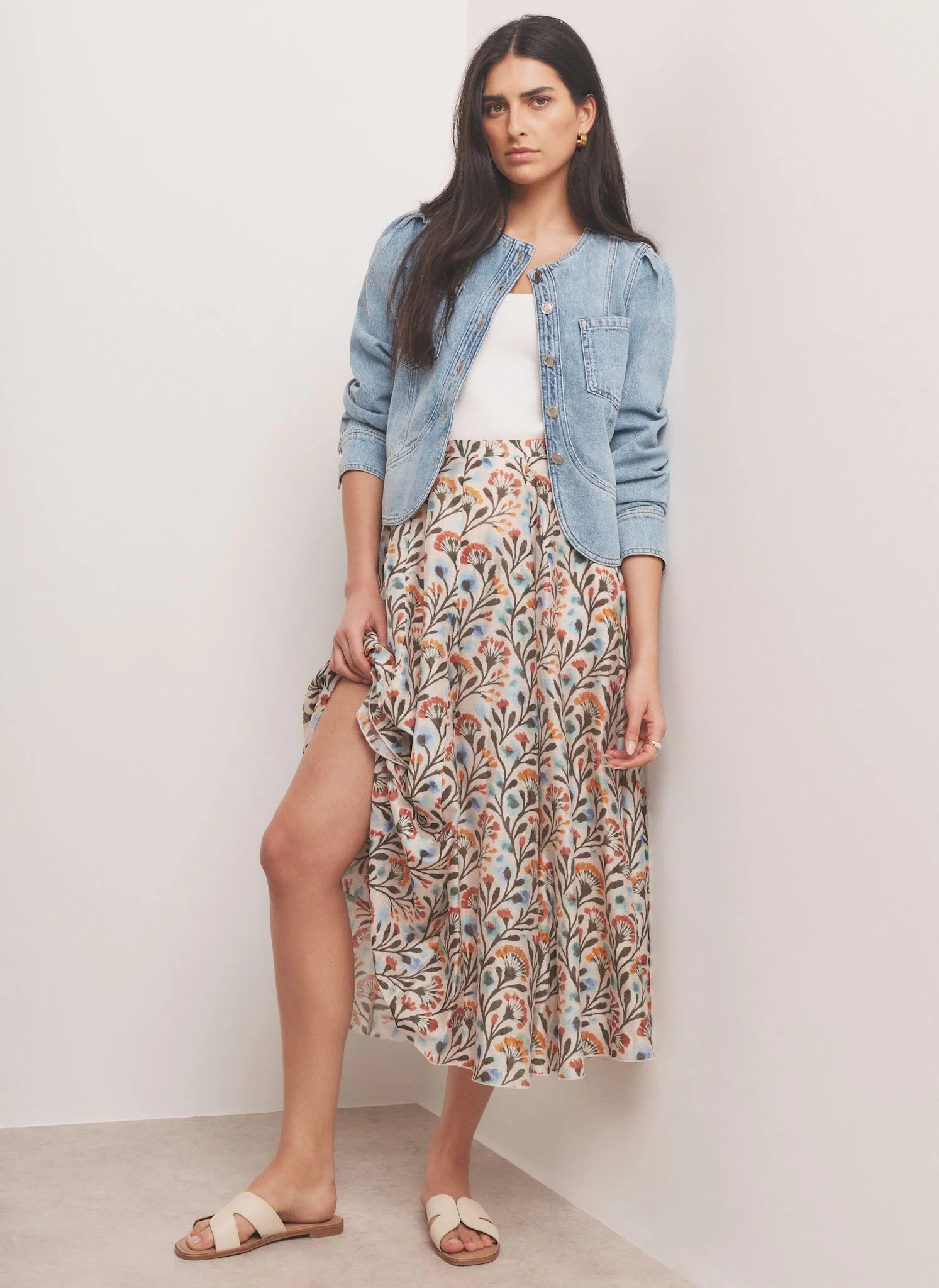 4886-orange-floral-print-midi-skirt-5.webp Orange Floral Print Midi Skirt