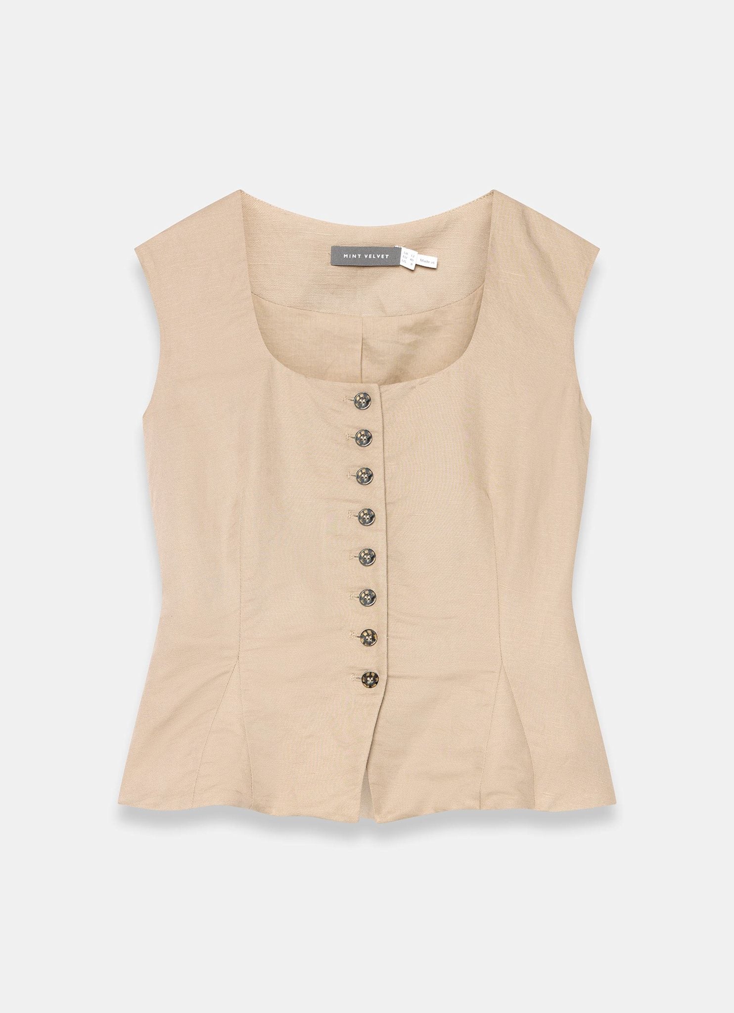 4902-neutral-linen-blend-peplum-waistcoat-7.jpg Neutral Linen Blend Peplum Waistcoat