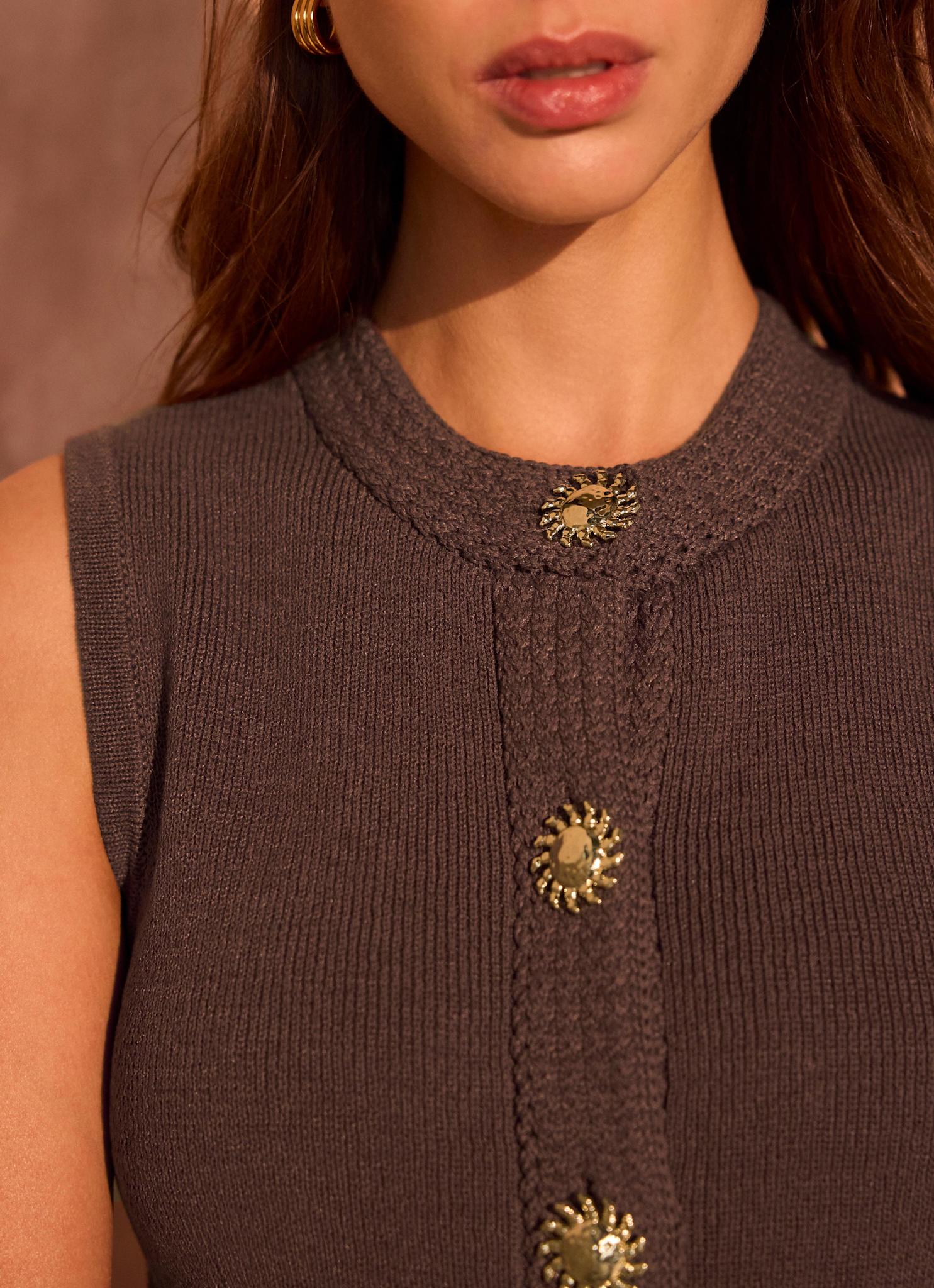 4928-brown-sunray-button-knit-sleeveless-top-4.jpg Brown Sunray Button Knit Sleeveless Top
