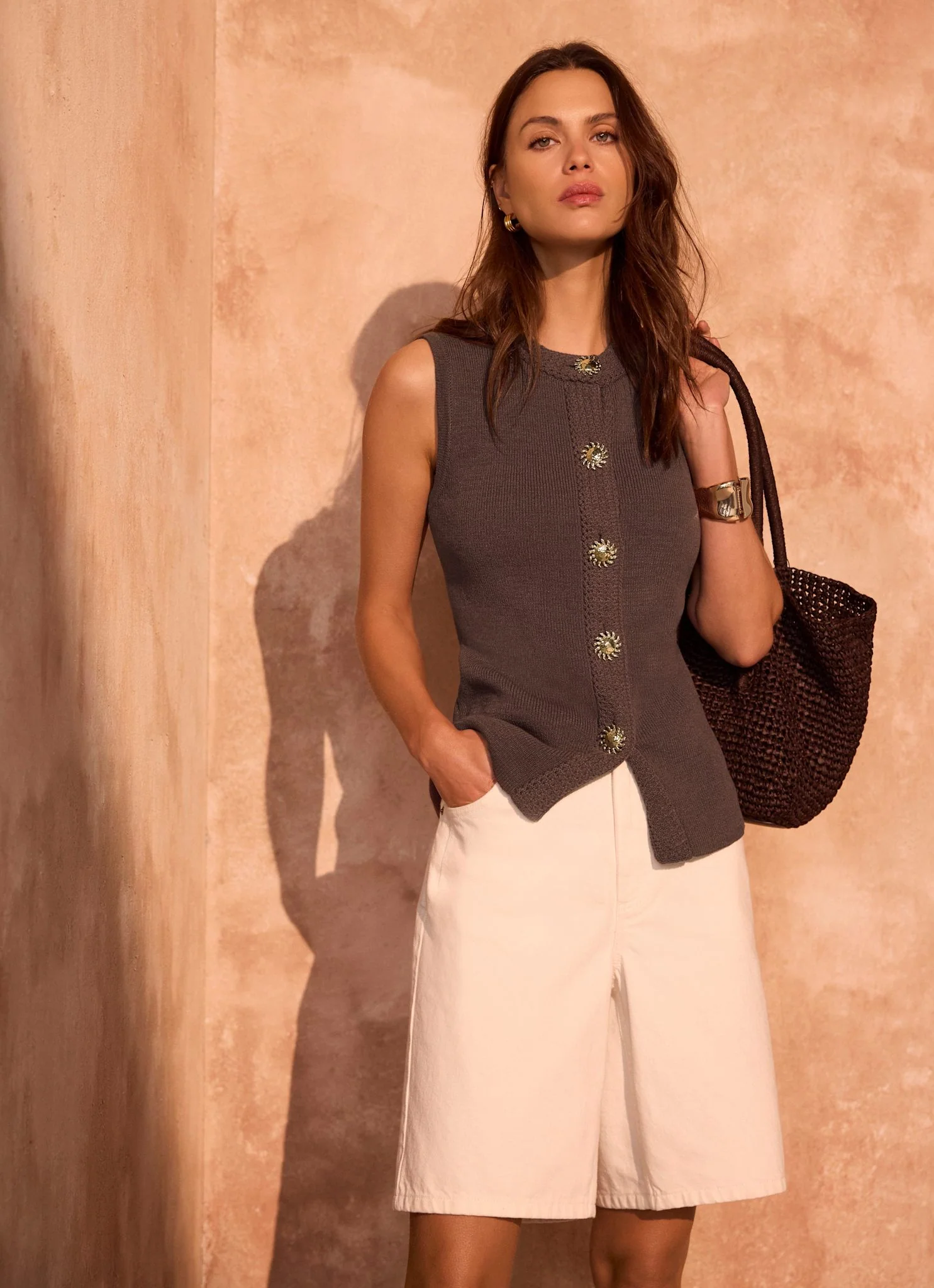 4929-xs-xs-variation-2.webp Brown Sunray Button Knit Sleeveless Top