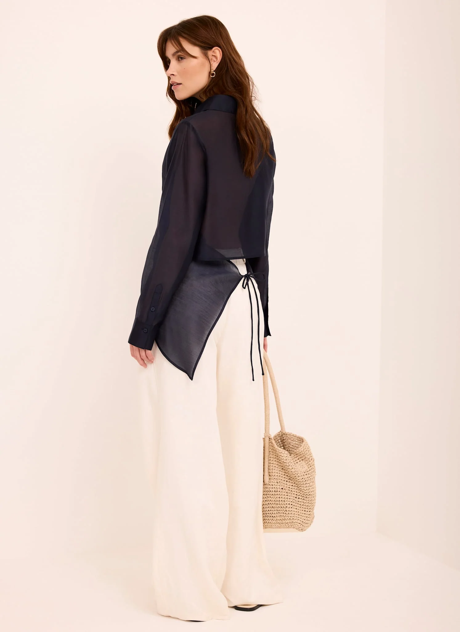 4940-navy-longline-tie-back-sheer-shirt-3.webp Navy Longline Tie Back Sheer Shirt