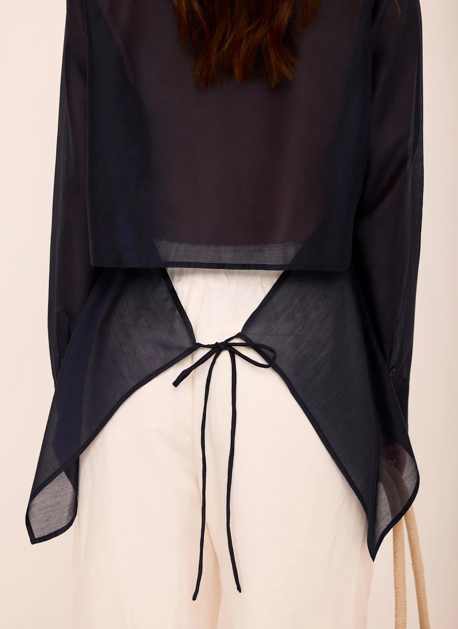 4940-navy-longline-tie-back-sheer-shirt-5.webp Navy Longline Tie Back Sheer Shirt