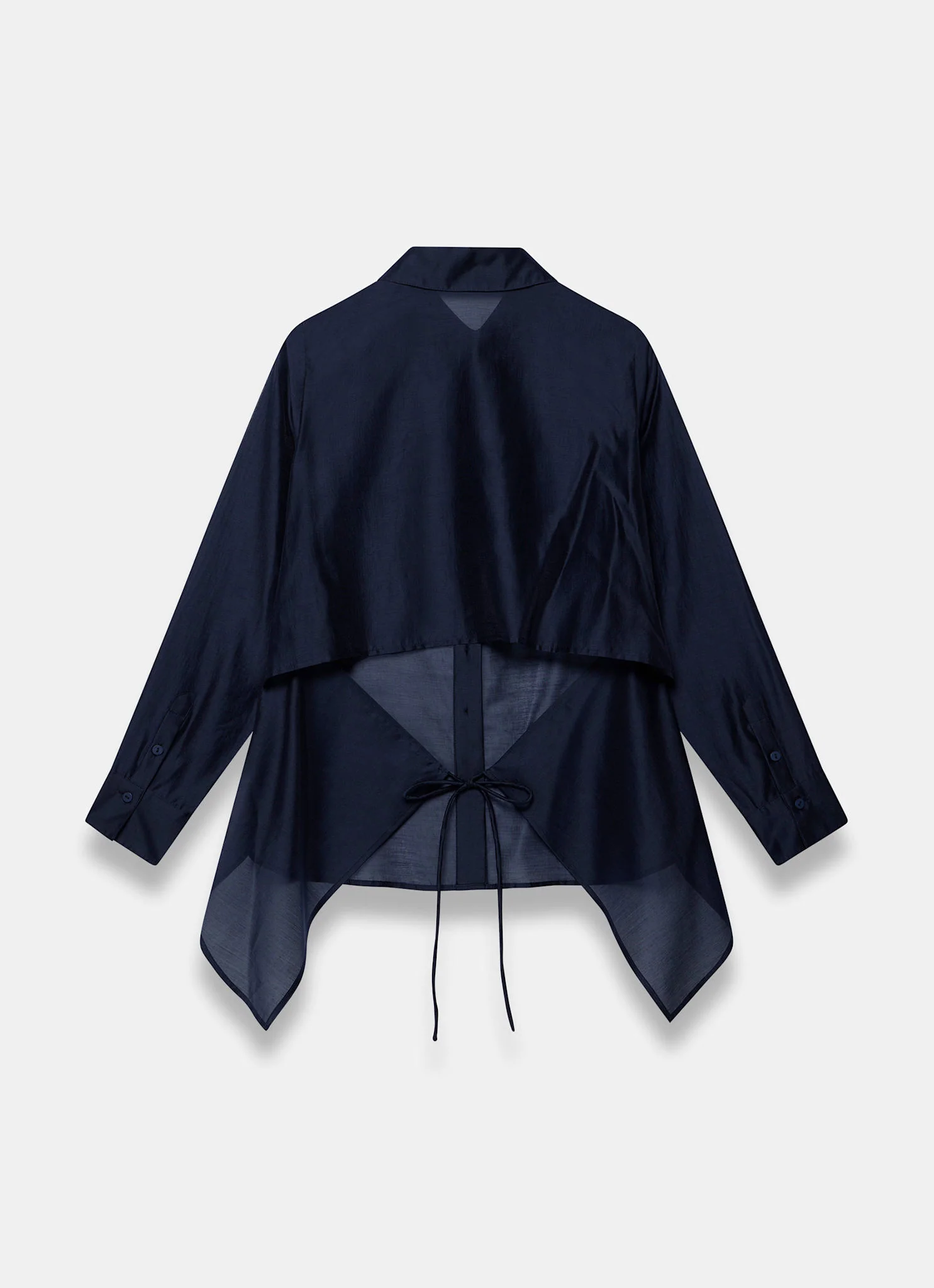 4940-navy-longline-tie-back-sheer-shirt-8.webp Navy Longline Tie Back Sheer Shirt