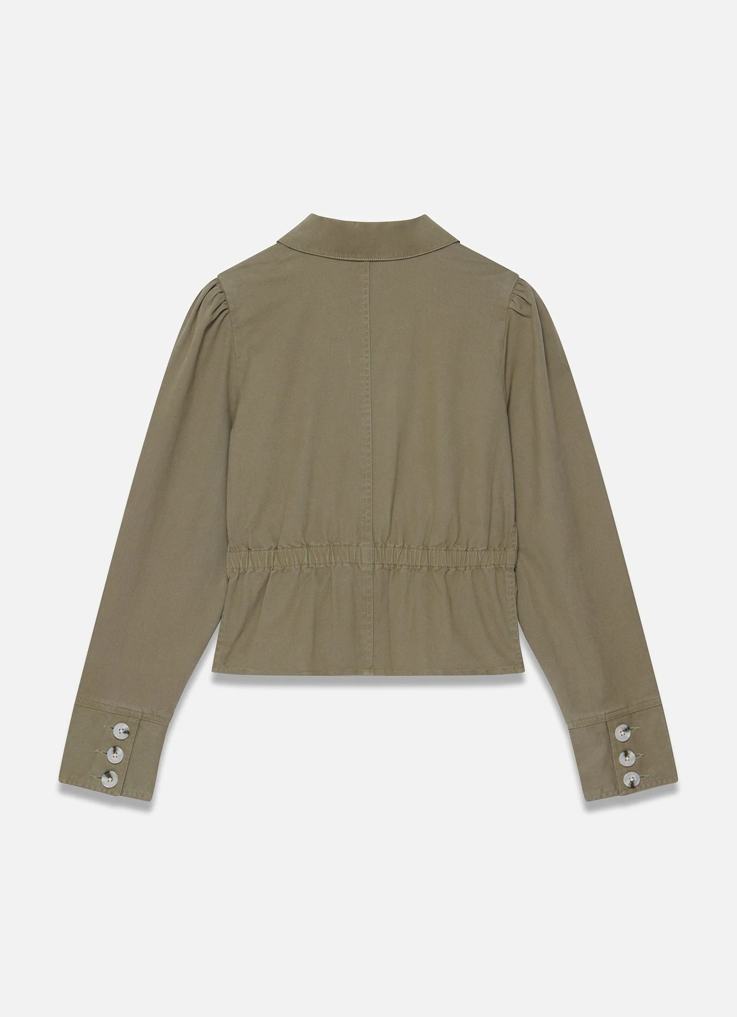 Khaki Cotton Blend Peplum Jacket