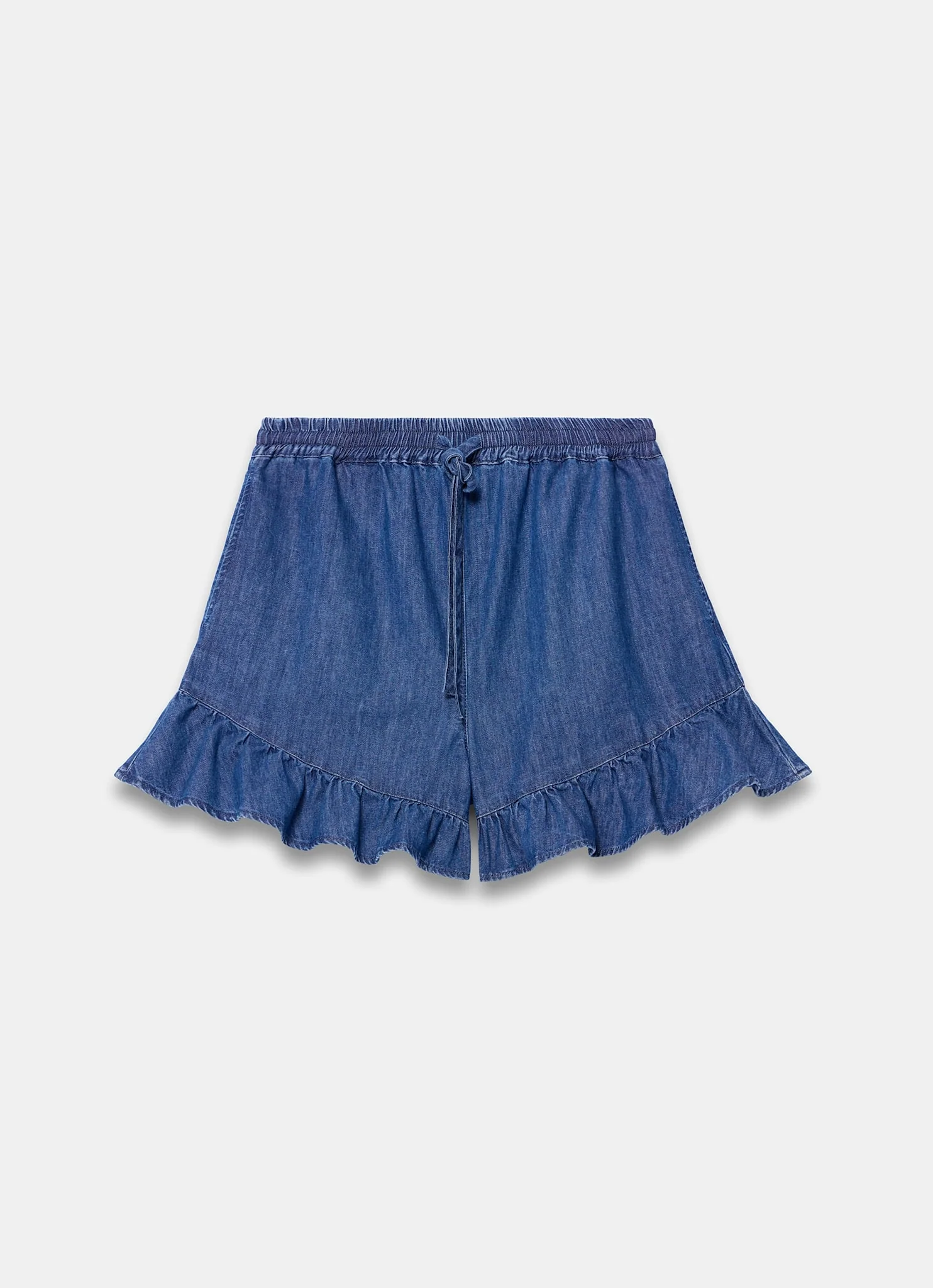 4998-mid-indigo-denim-ruffle-hem-shorts-5.webp Mid Indigo Denim Ruffle Hem Shorts