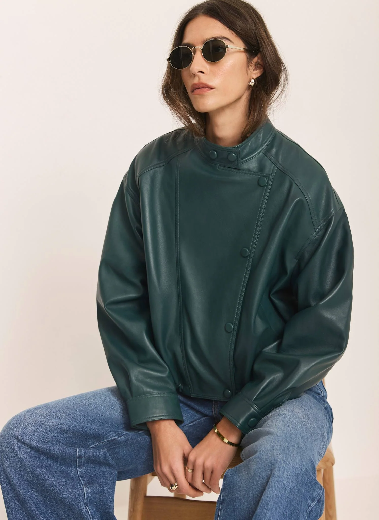 5010-teal-leather-cropped-pilot-bomber-jacket-3.webp Teal Leather Cropped Pilot Bomber Jacket