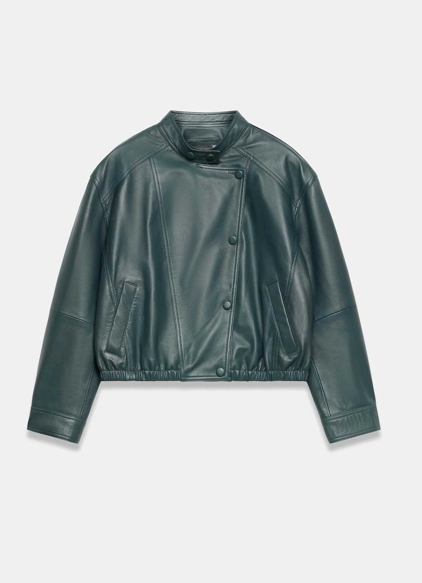 5010-teal-leather-cropped-pilot-bomber-jacket-7.webp Teal Leather Cropped Pilot Bomber Jacket