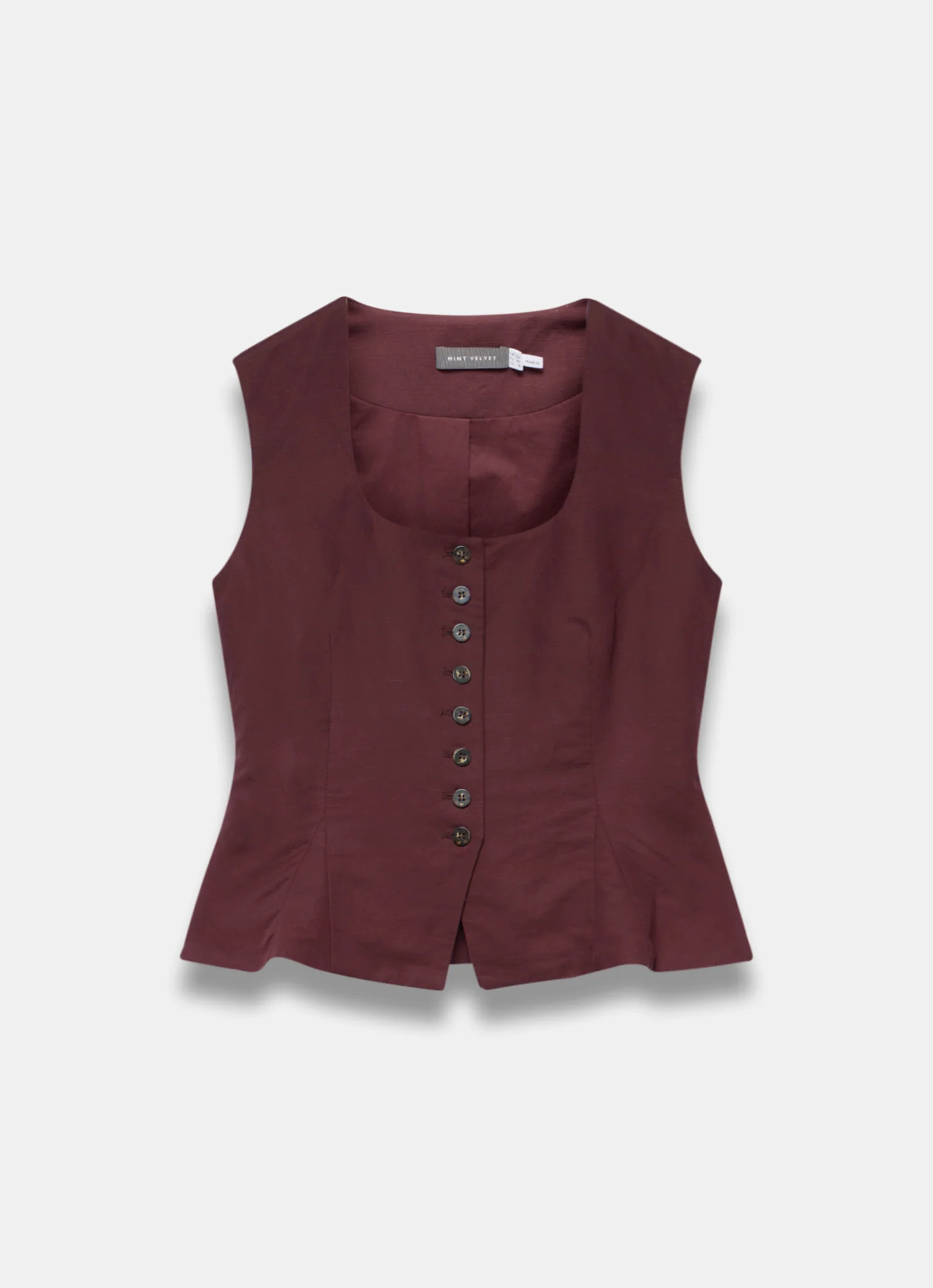 5016-burgundy-linen-blend-peplum-waistcoat-6.webp Burgundy Linen Blend Peplum Waistcoat