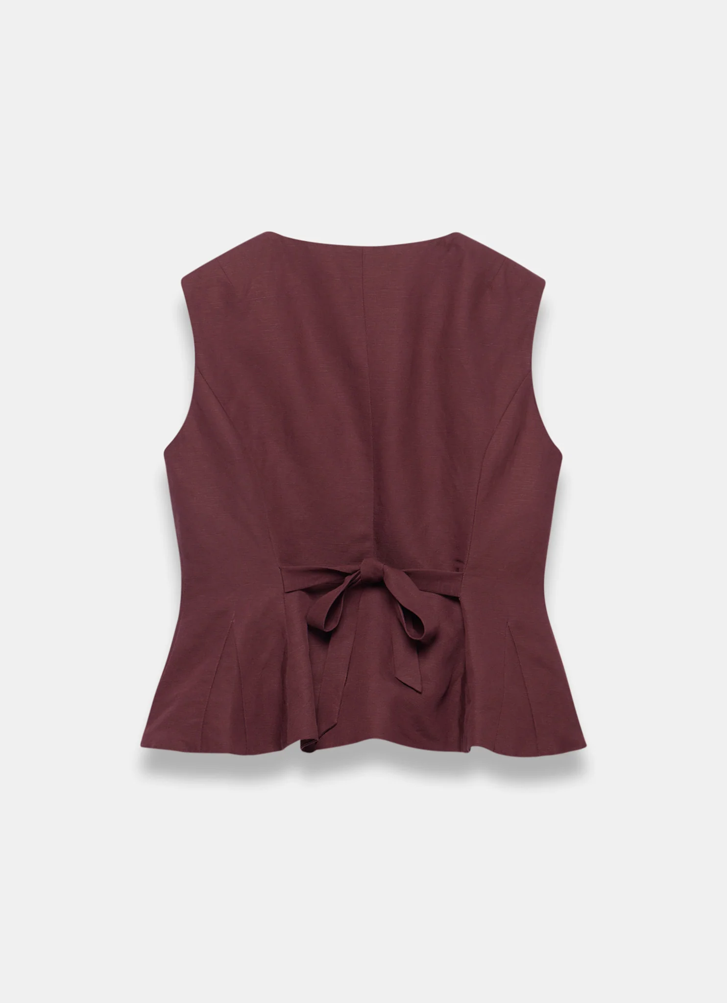 5016-burgundy-linen-blend-peplum-waistcoat-7.webp Burgundy Linen Blend Peplum Waistcoat