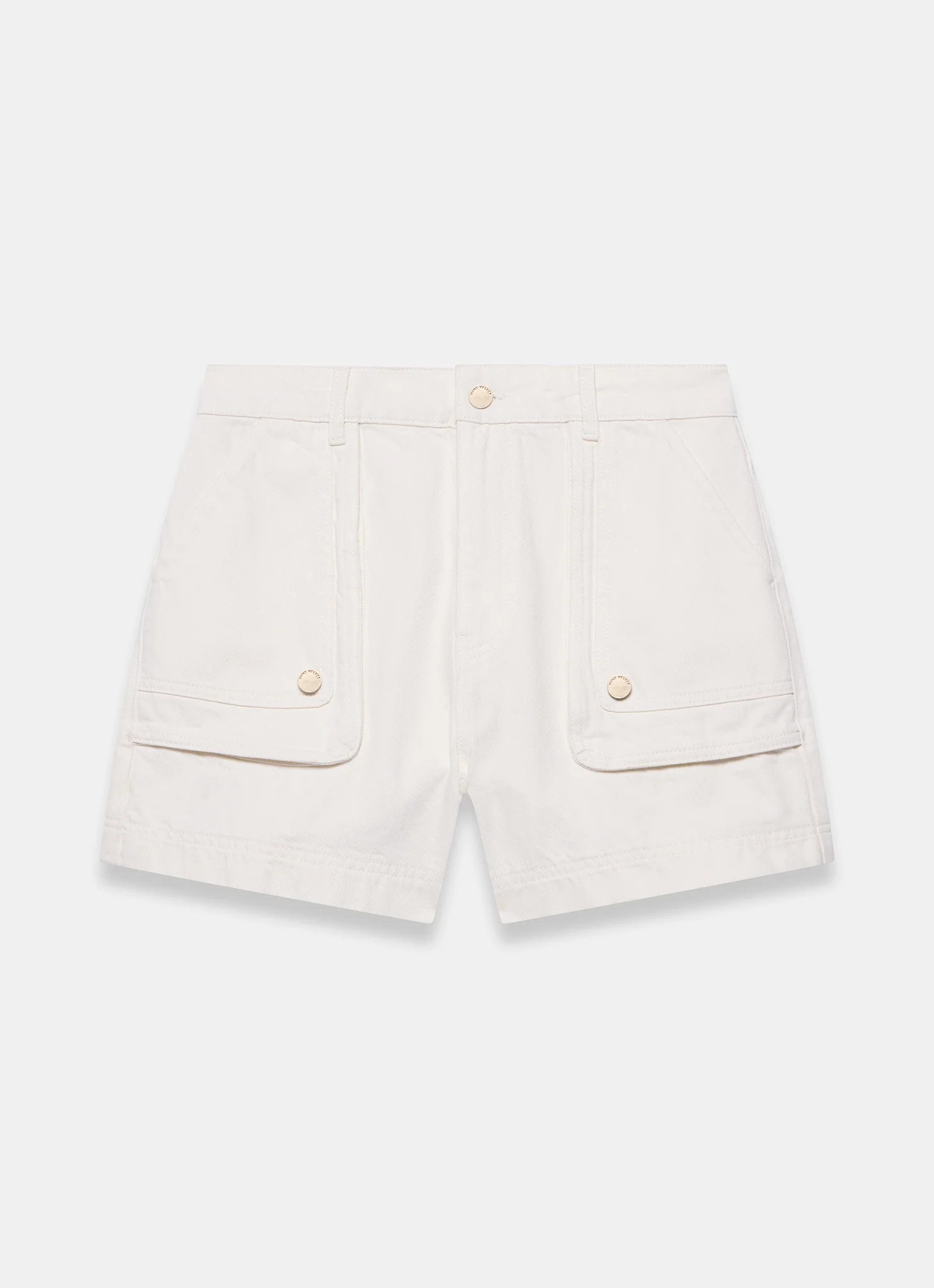 White Utility Pocket Detail Denim Shorts