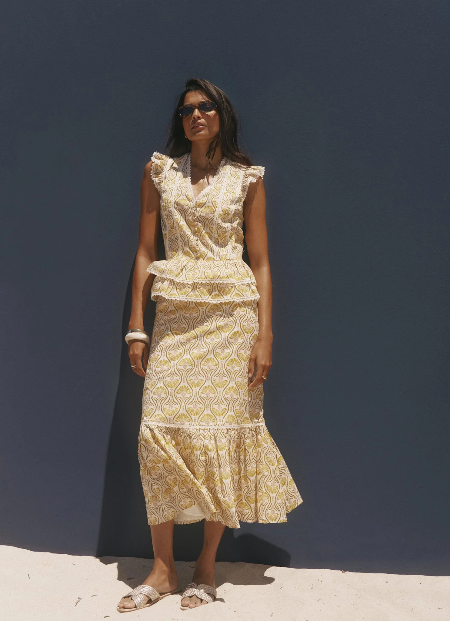 5046-yellow-cotton-floral-print-midi-skirt-1.webp Yellow Cotton Floral Print Midi Skirt